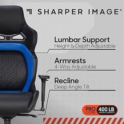 SHARPER IMAGE Lumbar Support Height & Depth Adjustable Armrests 4-Way Adjustable Recline Deep Angle Tilt PRO 400 LB CORE WEIGHT CAPACITY