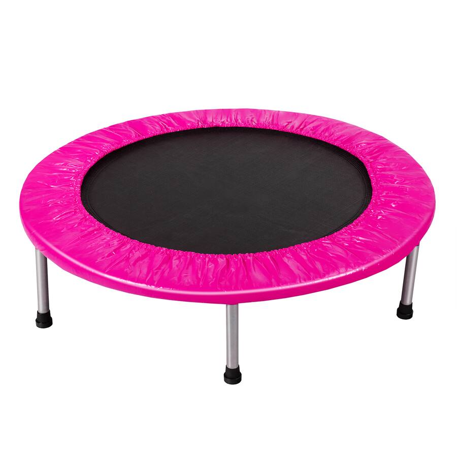 Gymax 38'' Folding Mini Trampoline Fitness Rebounder w/ Safety Pad Pink ...