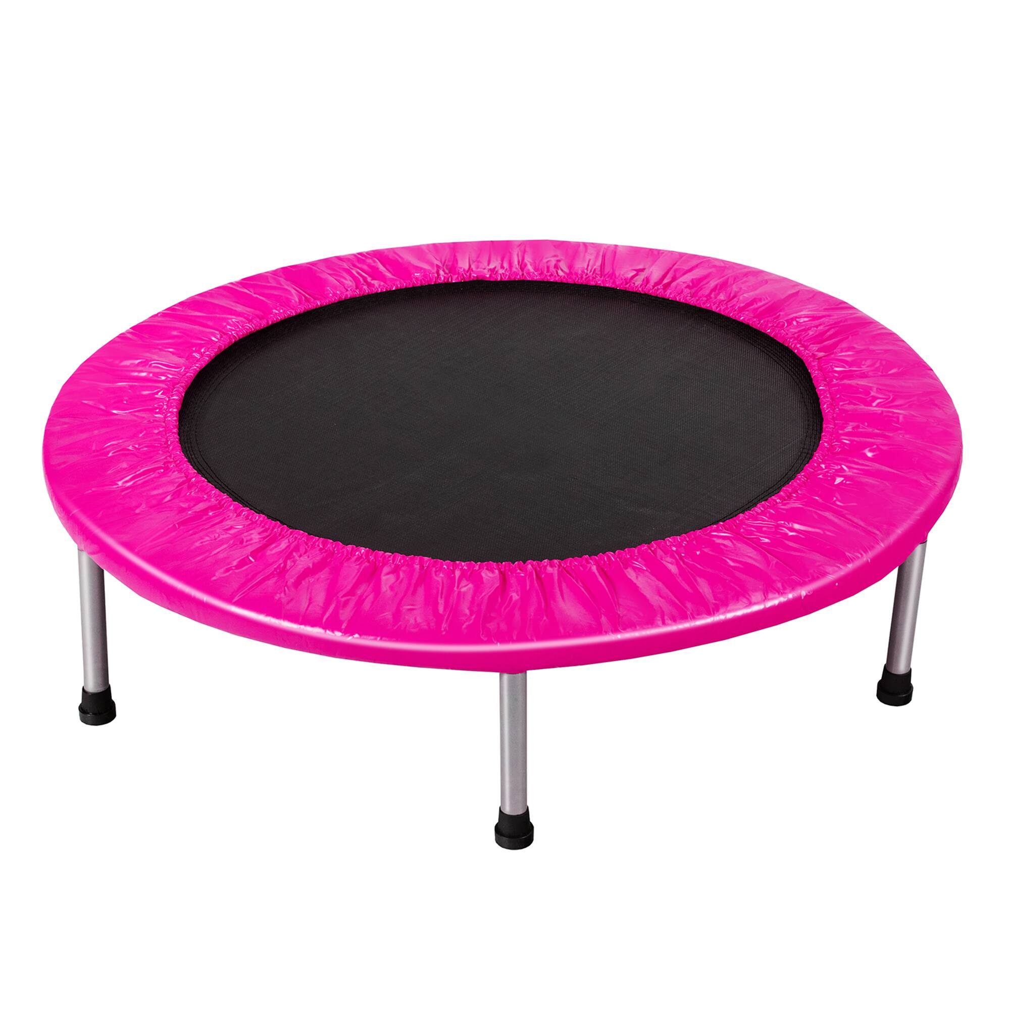 Alt View 4. Gymax - Gymax 38'' Folding Mini Trampoline Fitness Rebounder w/ Safety Pad Pink - Pink.