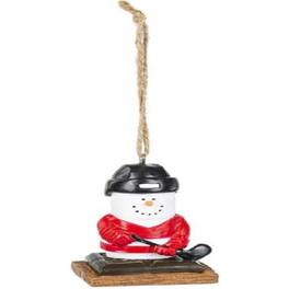 Ganz - Smores Marshmallow Snowman Hockey Player Resin Christmas Ornament 2.4 inch - White