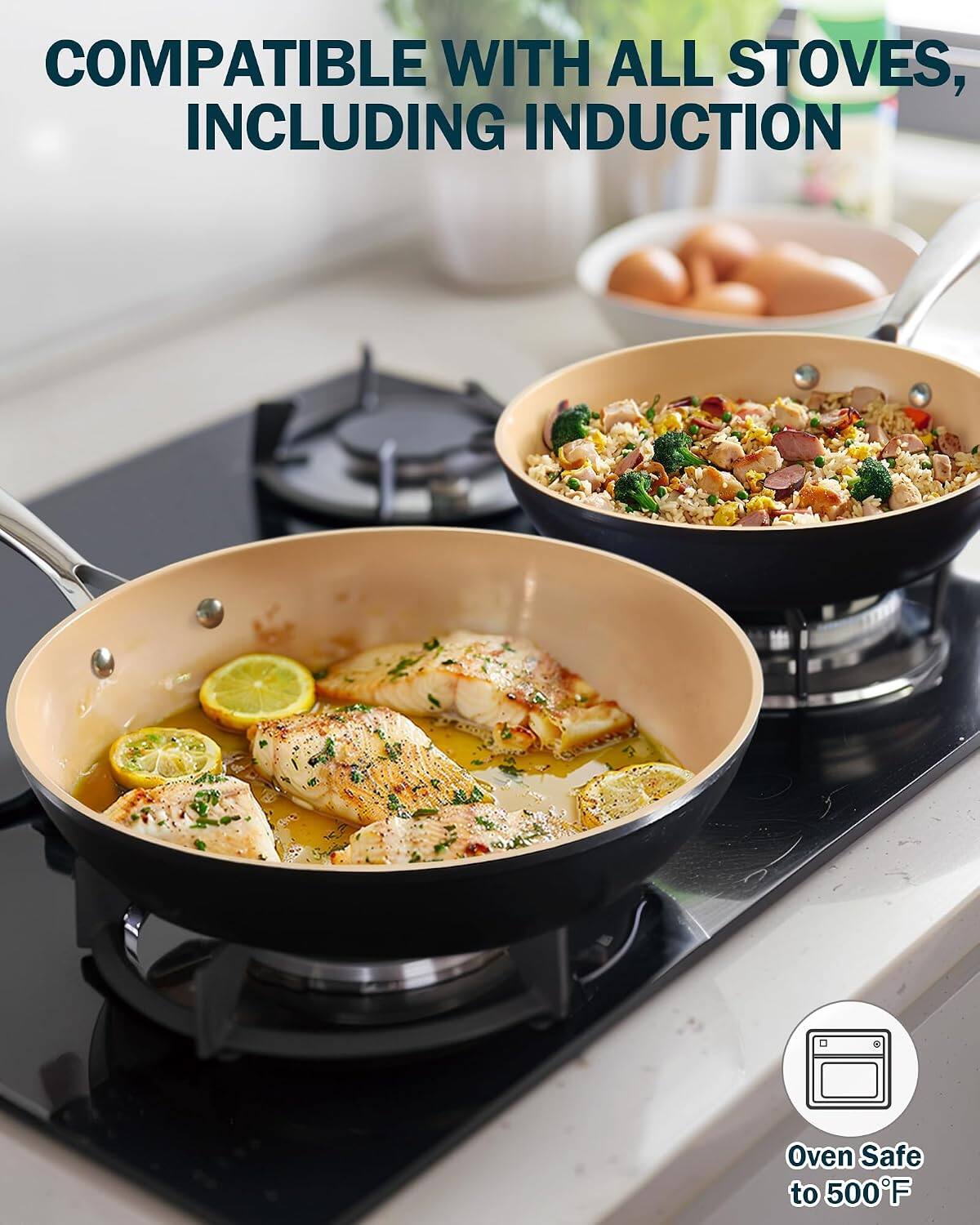 COMPATIBLE WITH ALL STOVES, INCLUDING INDUCTION

Oven Safe to 500°F