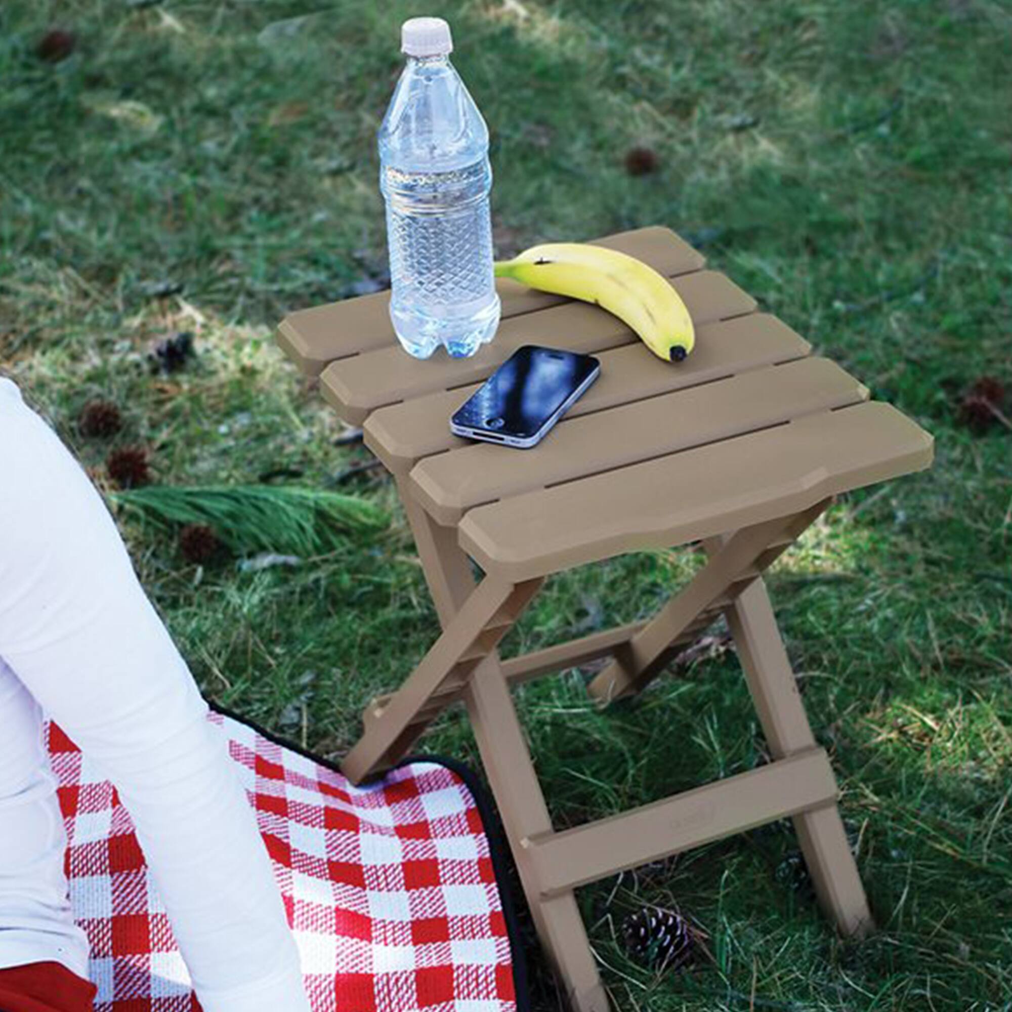 Alt View 2. Camco - Camco Adirondack Portable Camping Plastic Folding Side Table, 2 Pack, Taupe - Taupe.