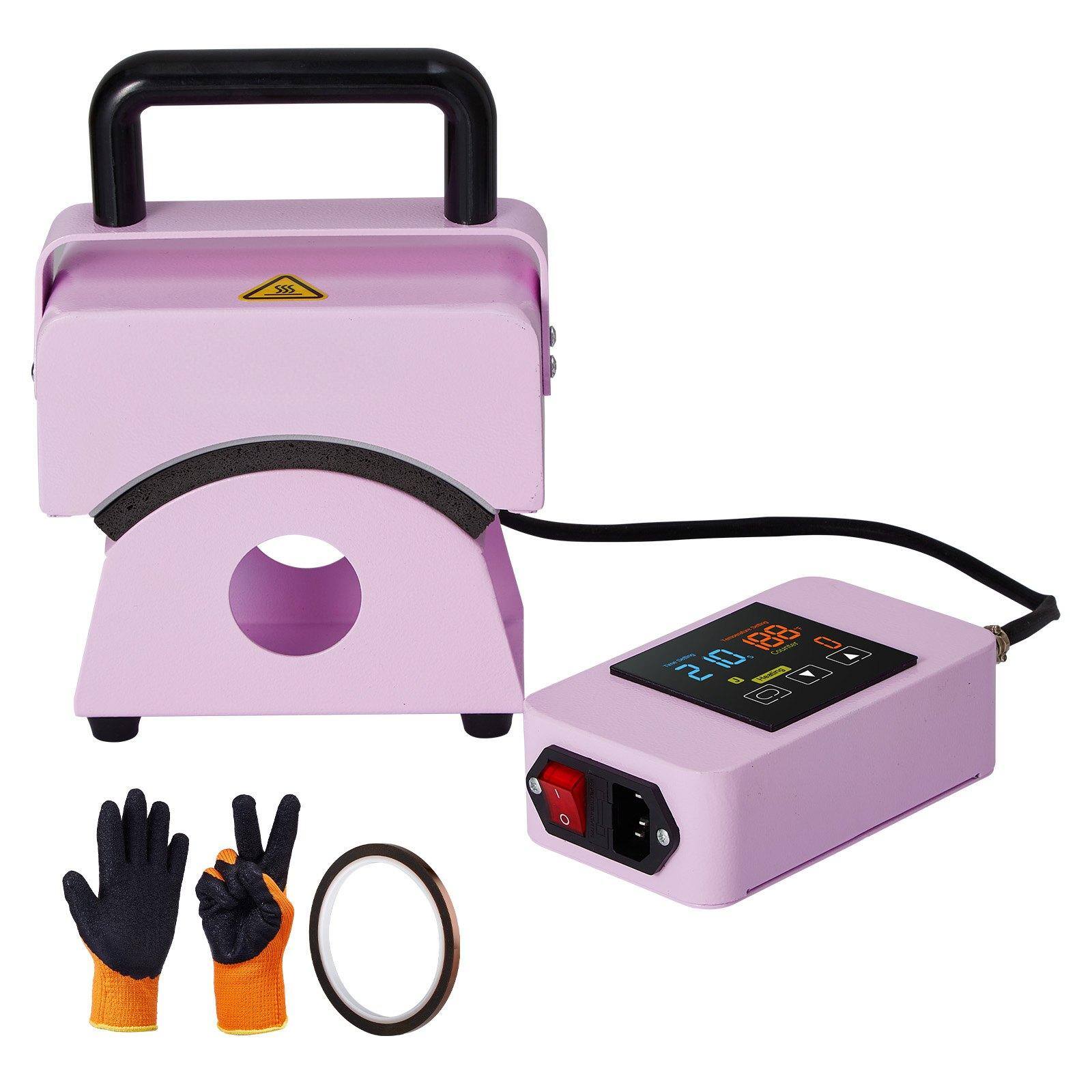 Front. Glintex - Mini Hat Heat Press Machine, 5.9"x3.15" Curved Plate, Integrated Controls, Safety Base, Auto Shut-Off, Includes Glove.