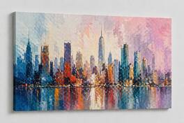 FC Design Large Canvas 24x36" Modern City Skyline Colorful Architecture ...