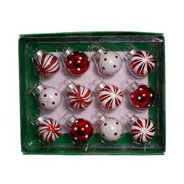 Kurt S Adler - Kurt Adler 25mm Red and White Glass Deco Balls Miniature Christmas Tree Ornaments 12 piece set 1 inch - Multicolor
