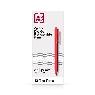 TRU RED Quick Dry Gel Retractable Pens  
0.7 Medium MM Size  
12 Red Pens
