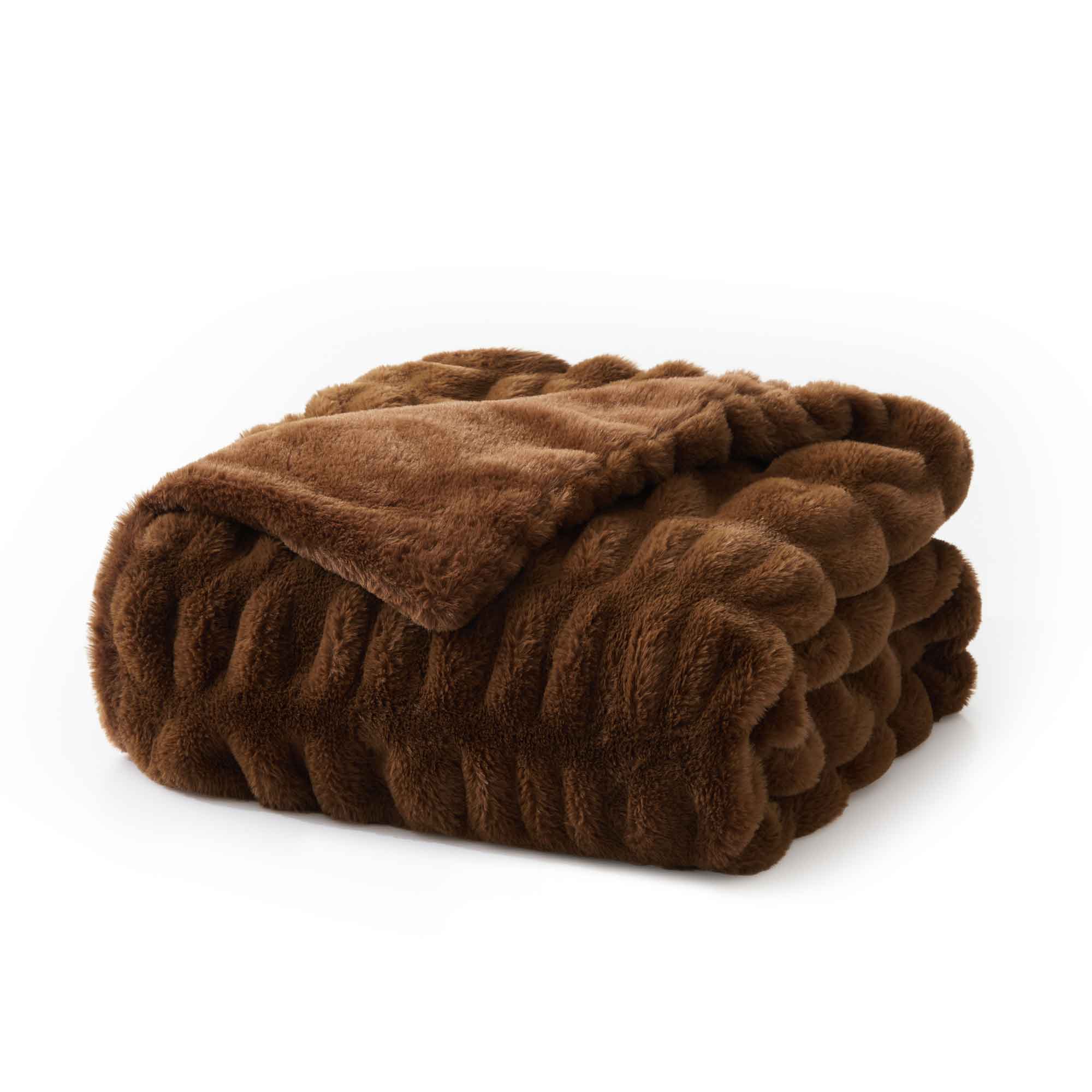 Peace Nest Soft Solid Color Faux Rabbit Fur Bubble Texture Throw ...