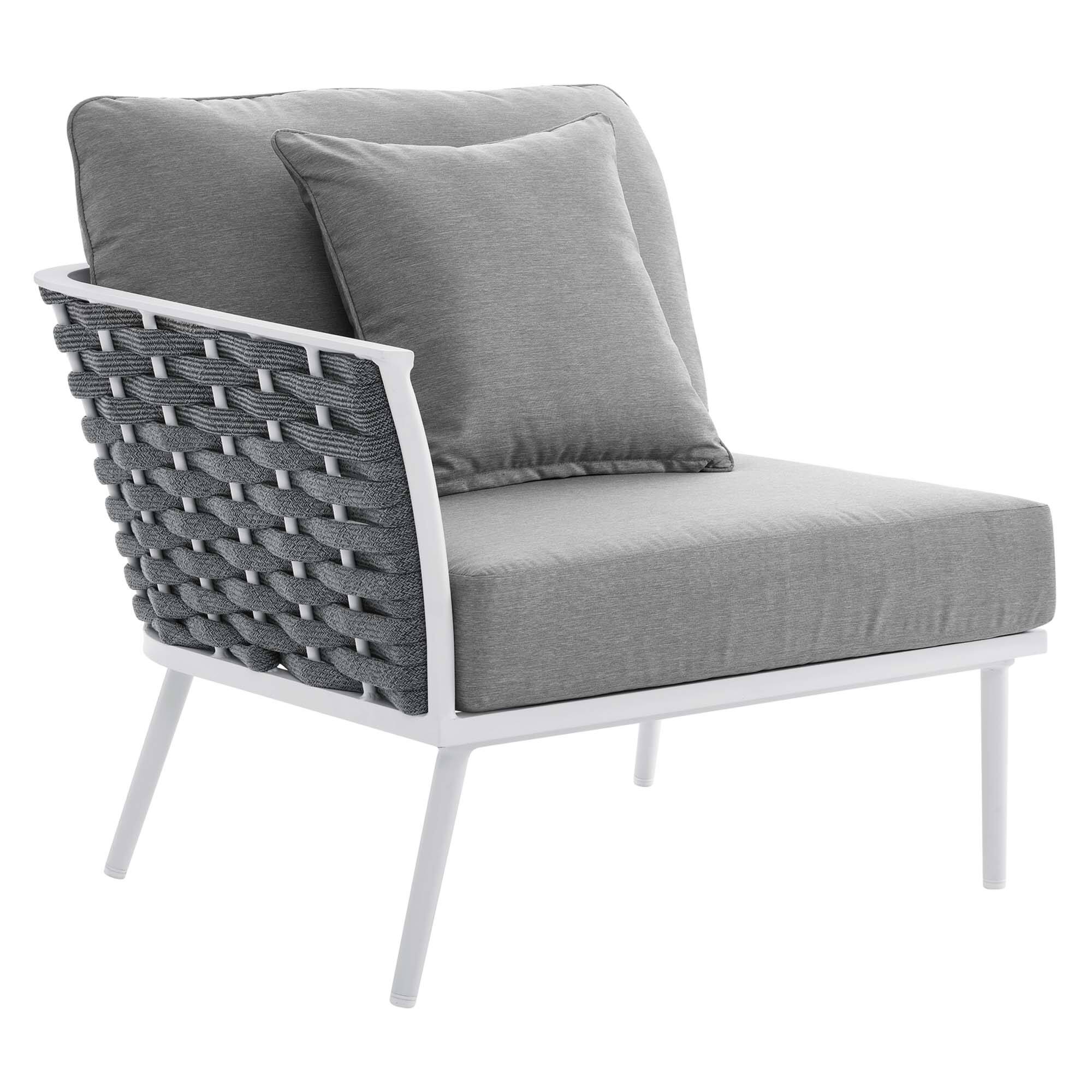 Alt View 2. Modway - Stance 9-Piece Aluminum Outdoor Sectional Sofa Set - White Gray.