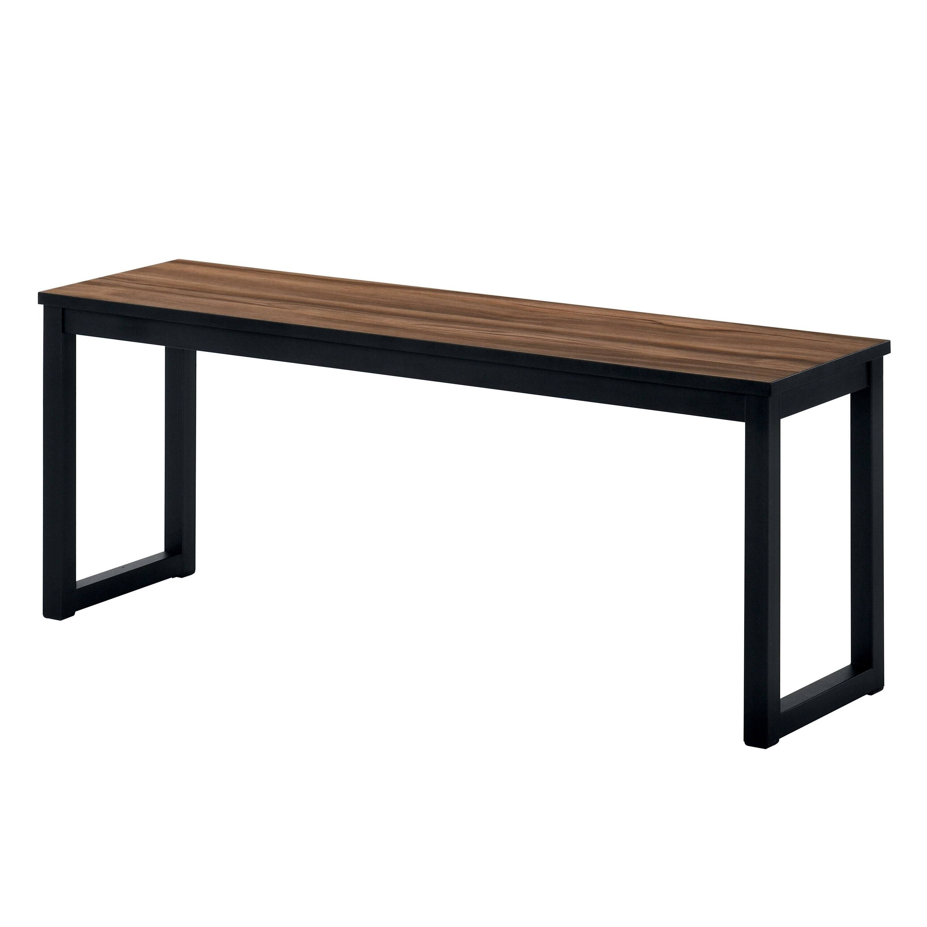 Alt View 2. Manhattan Lane - 3 Piece Dining Table Set, 2 Benches, Brown Wood Grain Top, Black Metal - Brown, Black.