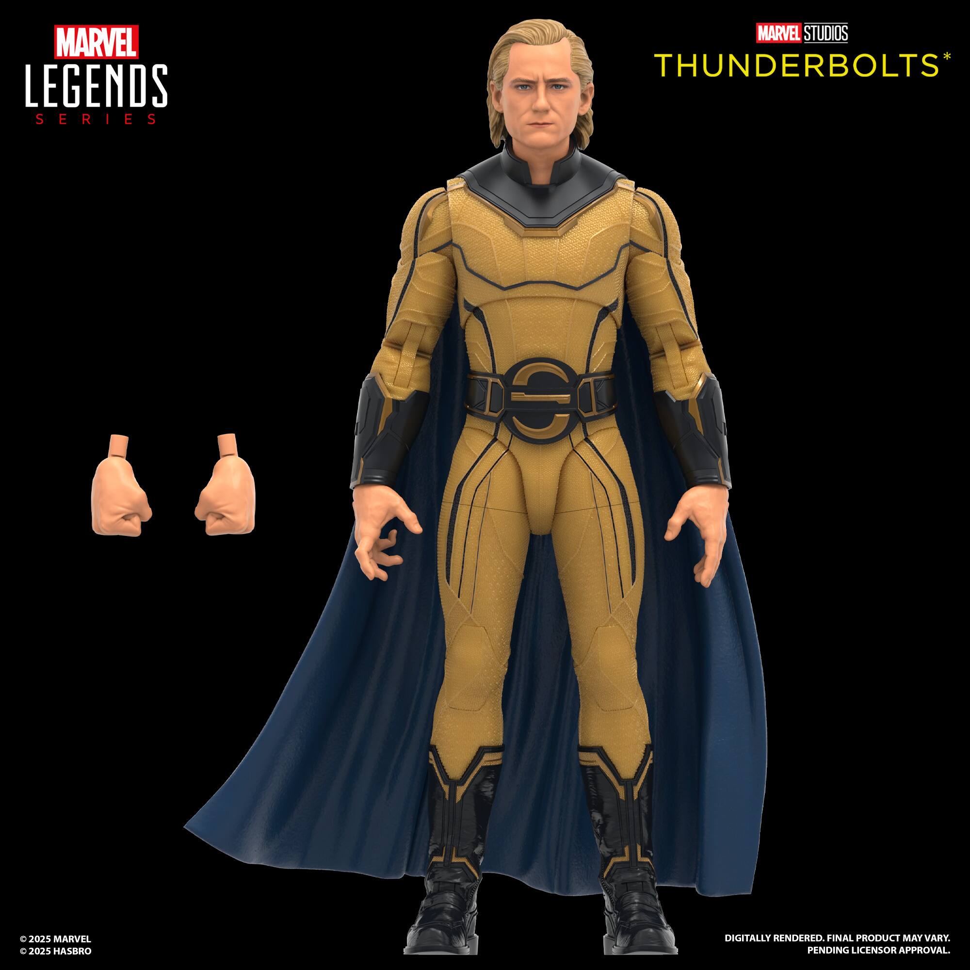 The text on the image reads: "MARVEL LEGENDS SERIES MARVEL STUDIOS THUNDERBOLTS J025 MARVEL HASERO DIGITALLY RENDERED FINAL PRODUCT MAY VARY PENDING LICENSOR APPROVAL."