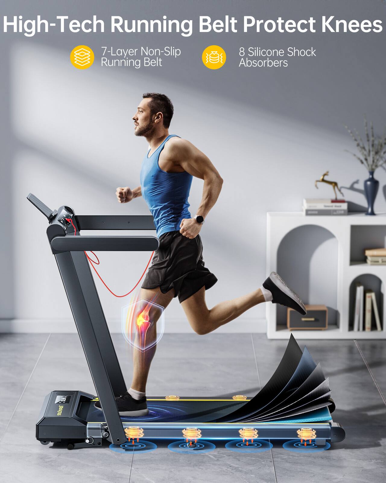 Alt View 5. Toputure - Walking Pad Treadmill with 12% Incline,  for Home/Office with Handle Bar, Portable with App & Bluetooth Speaker - Black.