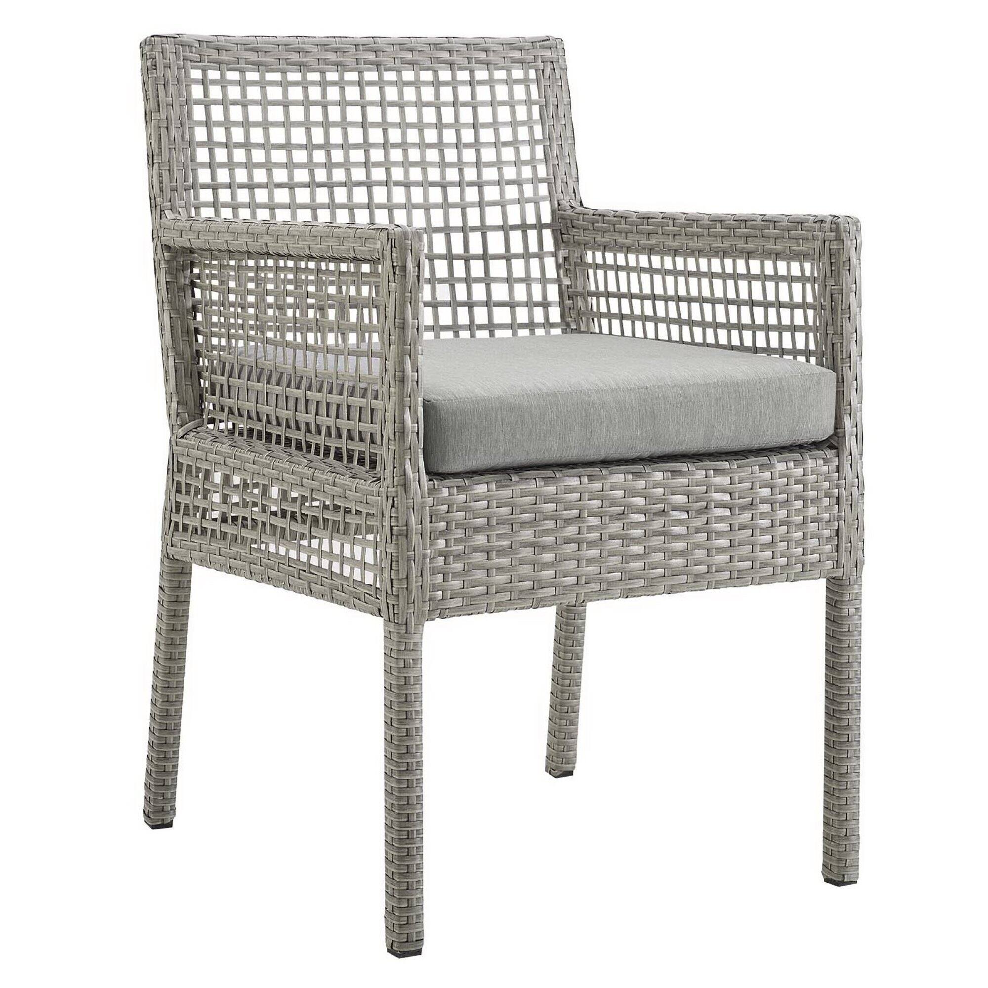 Left. Modway - Aura Outdoor Patio Wicker Rattan Dining Armchair Set of 4 by Modway - Gray Gray.