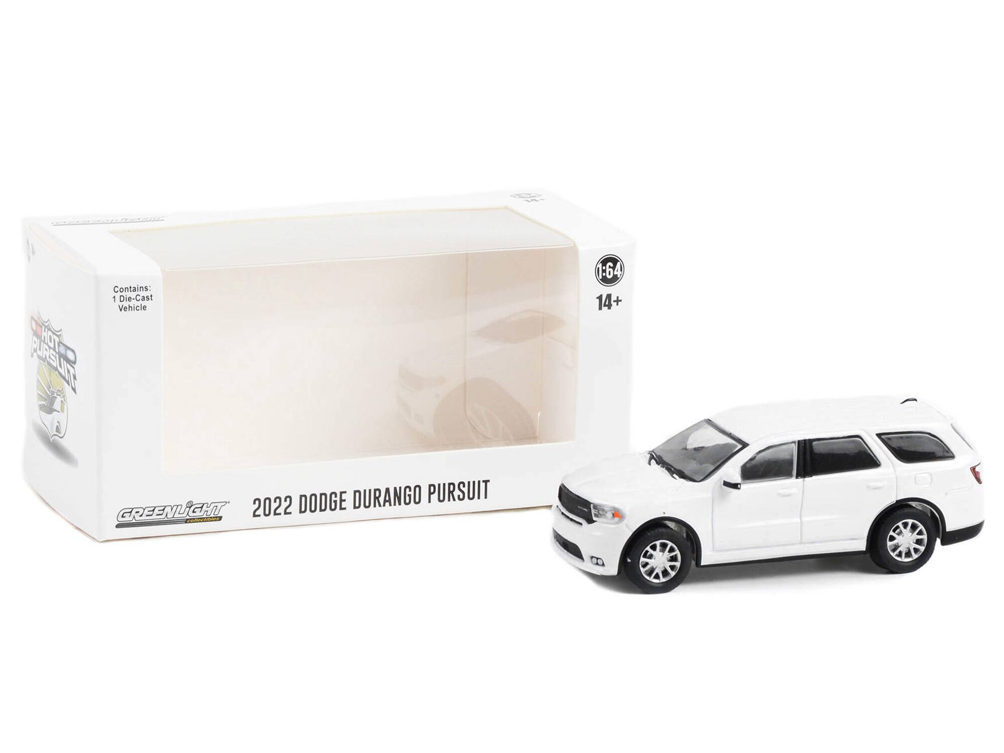 Contains: 1 Die-Cast Vehicle HOT PURSUIT 1:64 14+ + DODGE DURANGO PURSUIT GREENLIGHT 2022