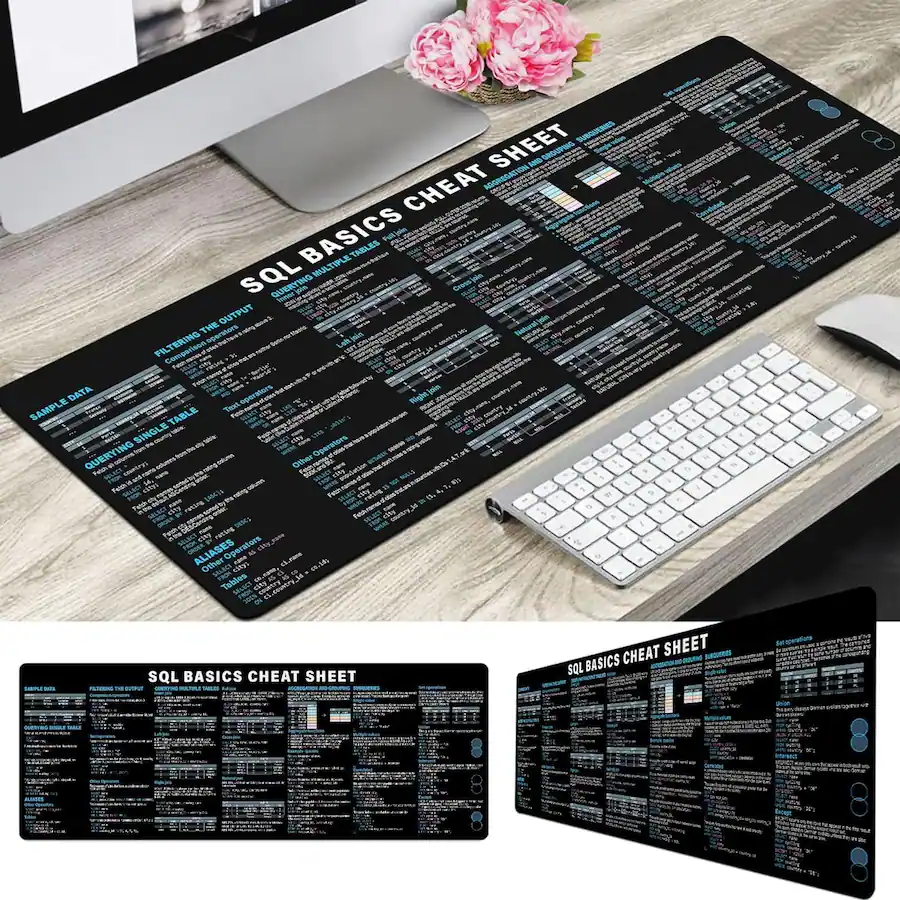 Designfullprint SQL Reference Mouse Pad – Database Cheat Sheet Desk Mat ...