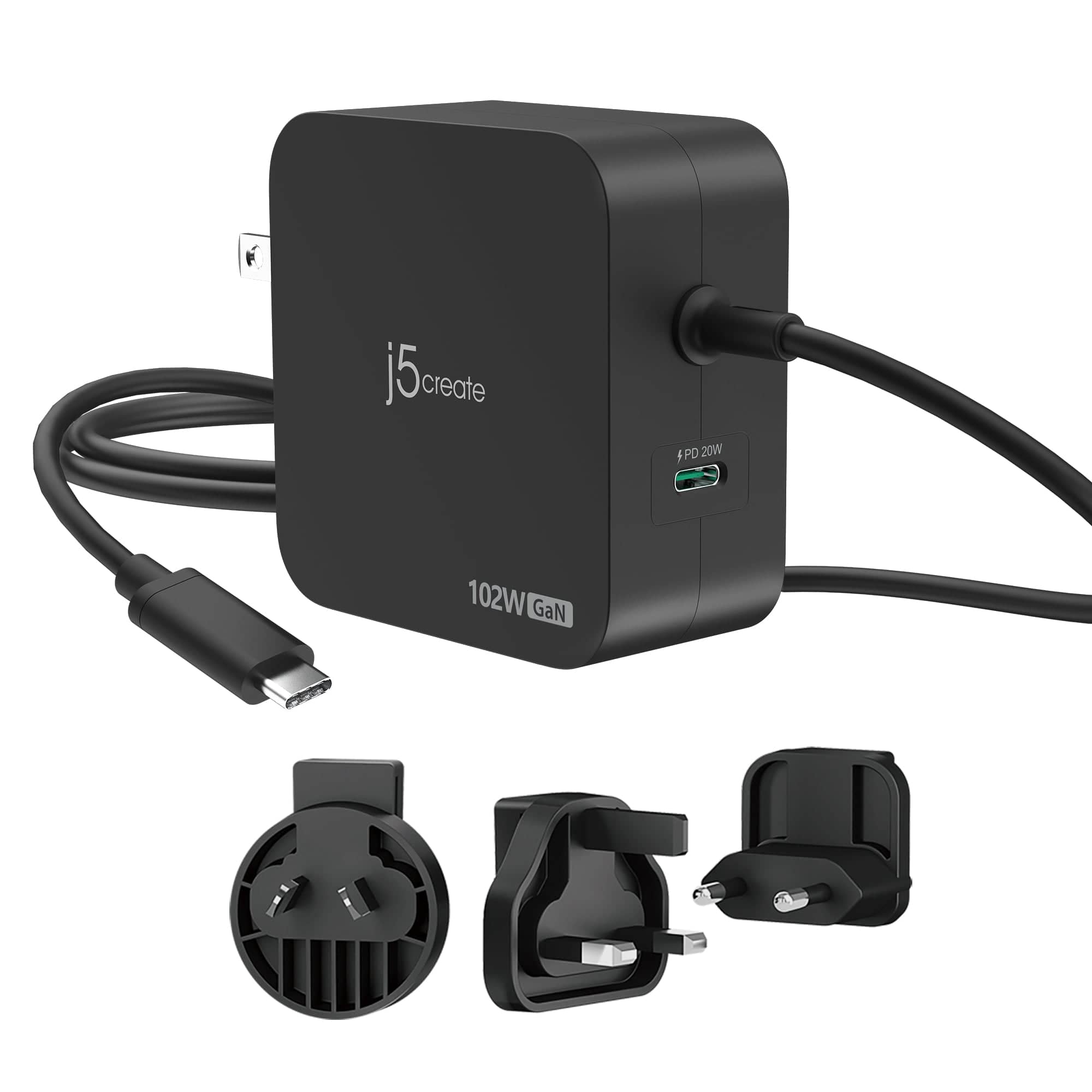 j5create - 102W GaN PD USB-C 2-Port Charger with Changeable AC Plugs - Black price history on PriceWatchPro