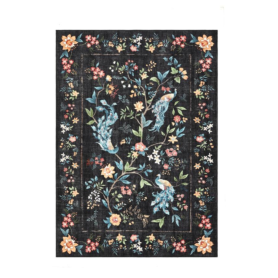 Jojoka Pastoral Floral & Birds Area Rug Non Slip Machine Washable ...