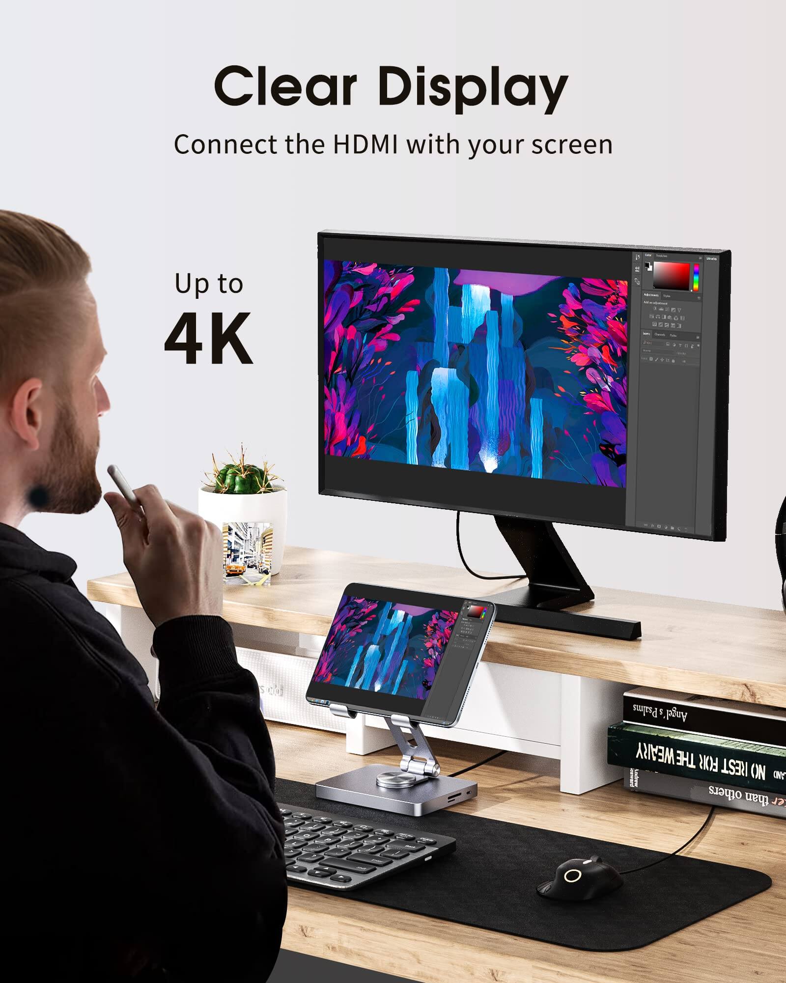 Clear Display  
Connect the HDMI with your screen  
Up to 4K