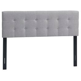 Costway - Full/Queen Size Headboard Linen Fabric Upholstered Button Tufted Solid Wood Leg - Gray