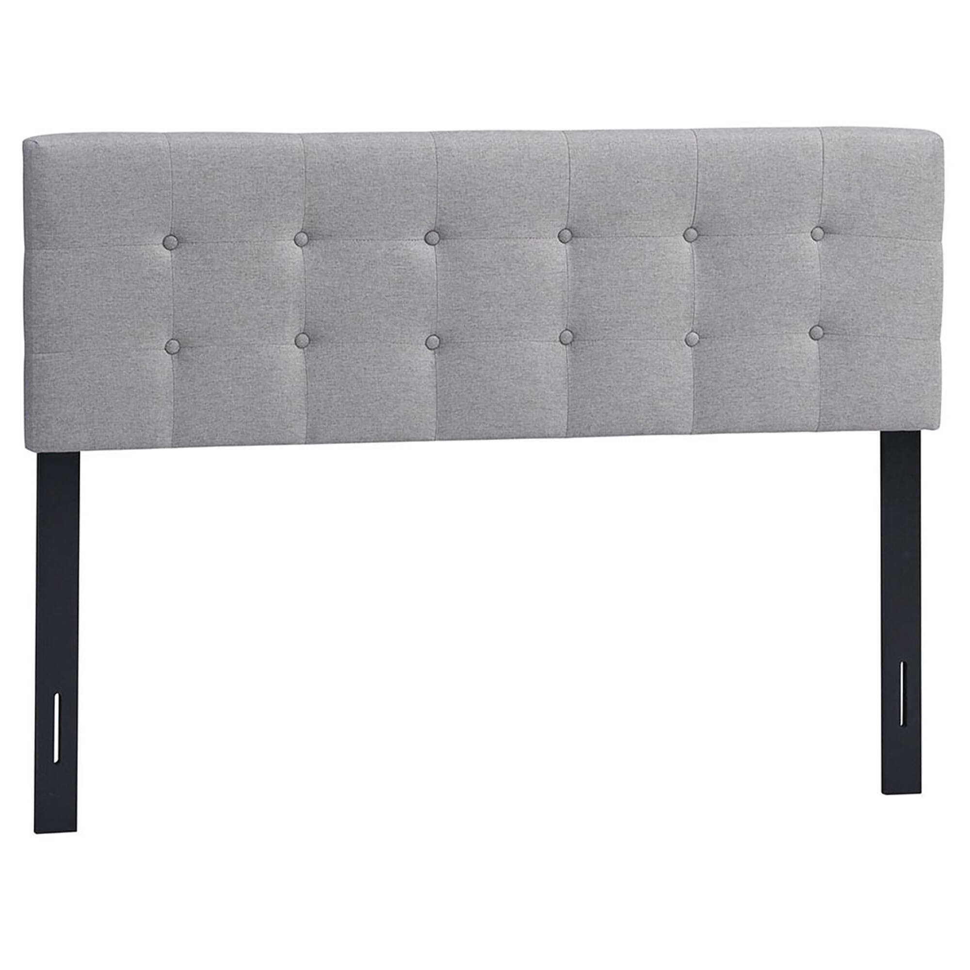 Front. Costway - Costway Full/Queen Size Headboard Linen Fabric Upholstered Button Tufted Solid Wood Leg - Grey.