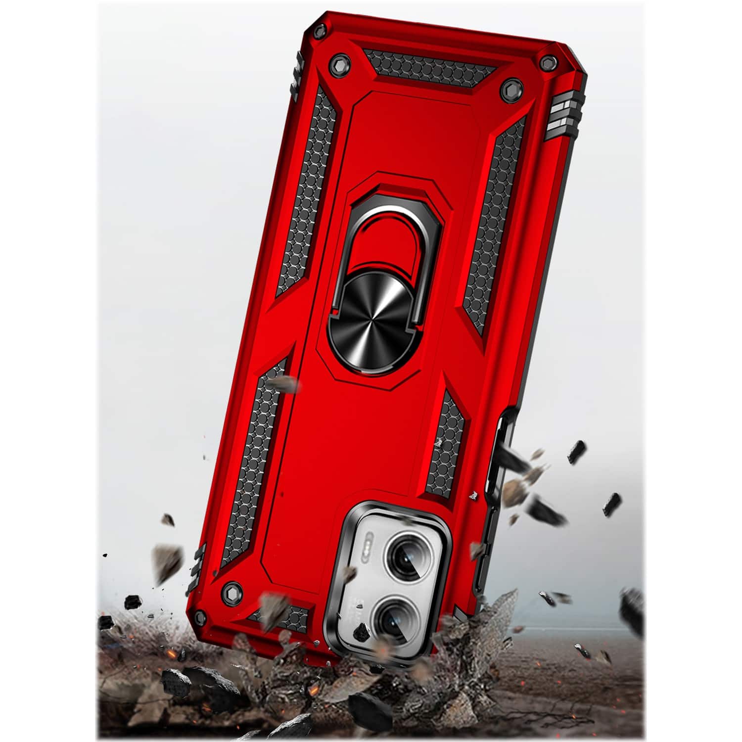 Alt View 17. SaharaCase - Military Kickstand Series with Belt Clip Case for Motorola G Power 5G (2023) - Red.