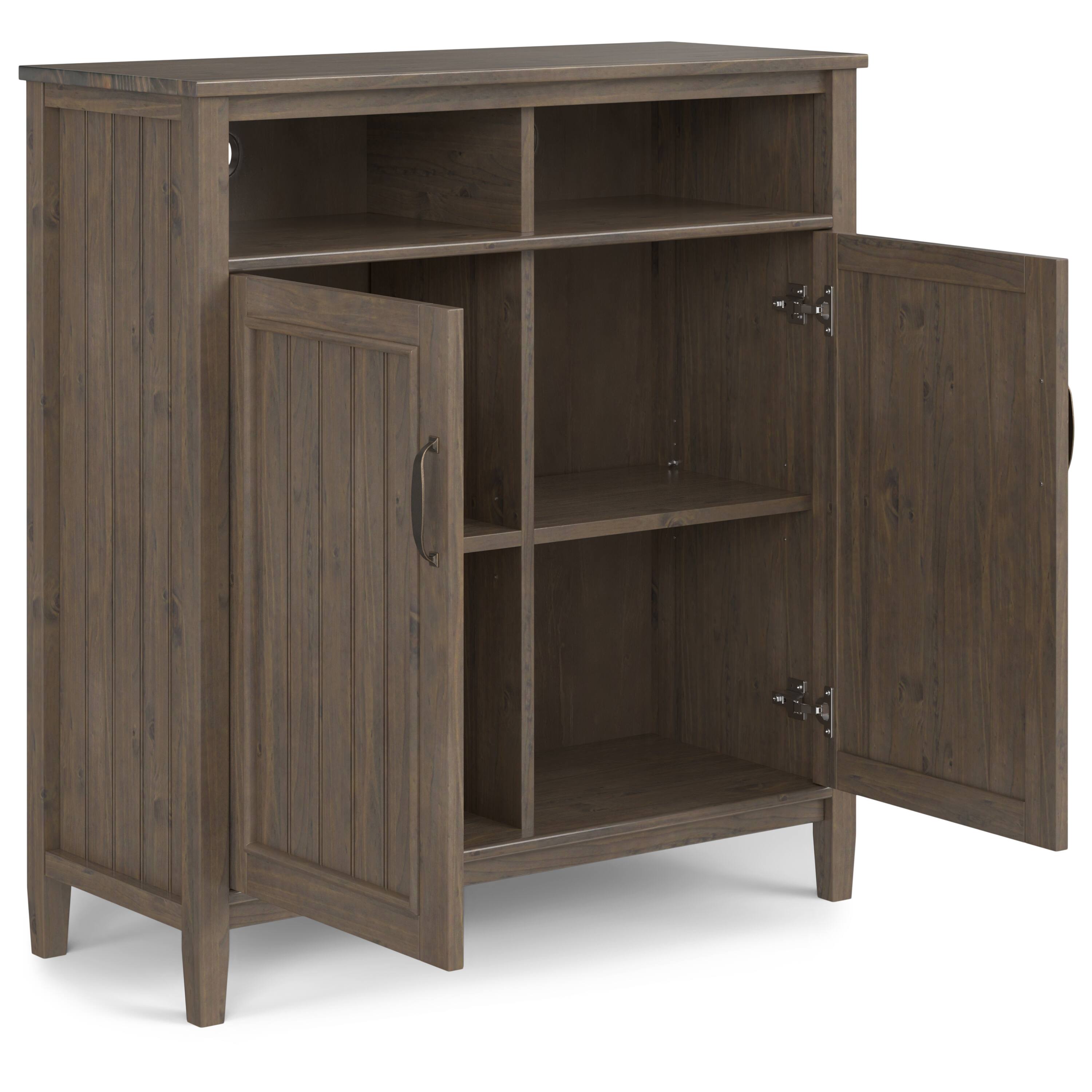Back. Simpli Home - Lev 39 inch Storage Cabinet (Set of 2) - Smoky Brown.