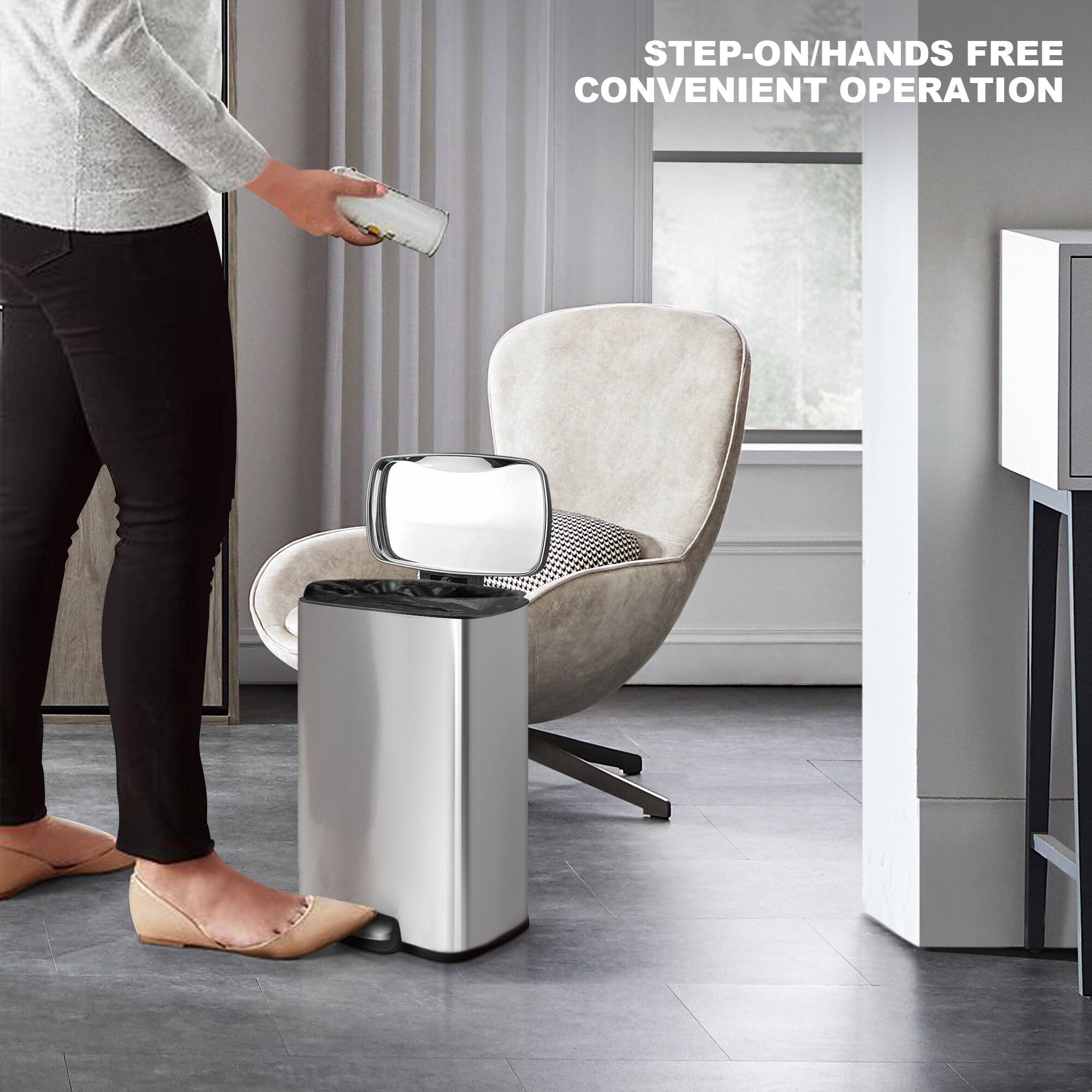 STEP-ON/HANDS FREE CONVENIENT OPERATION