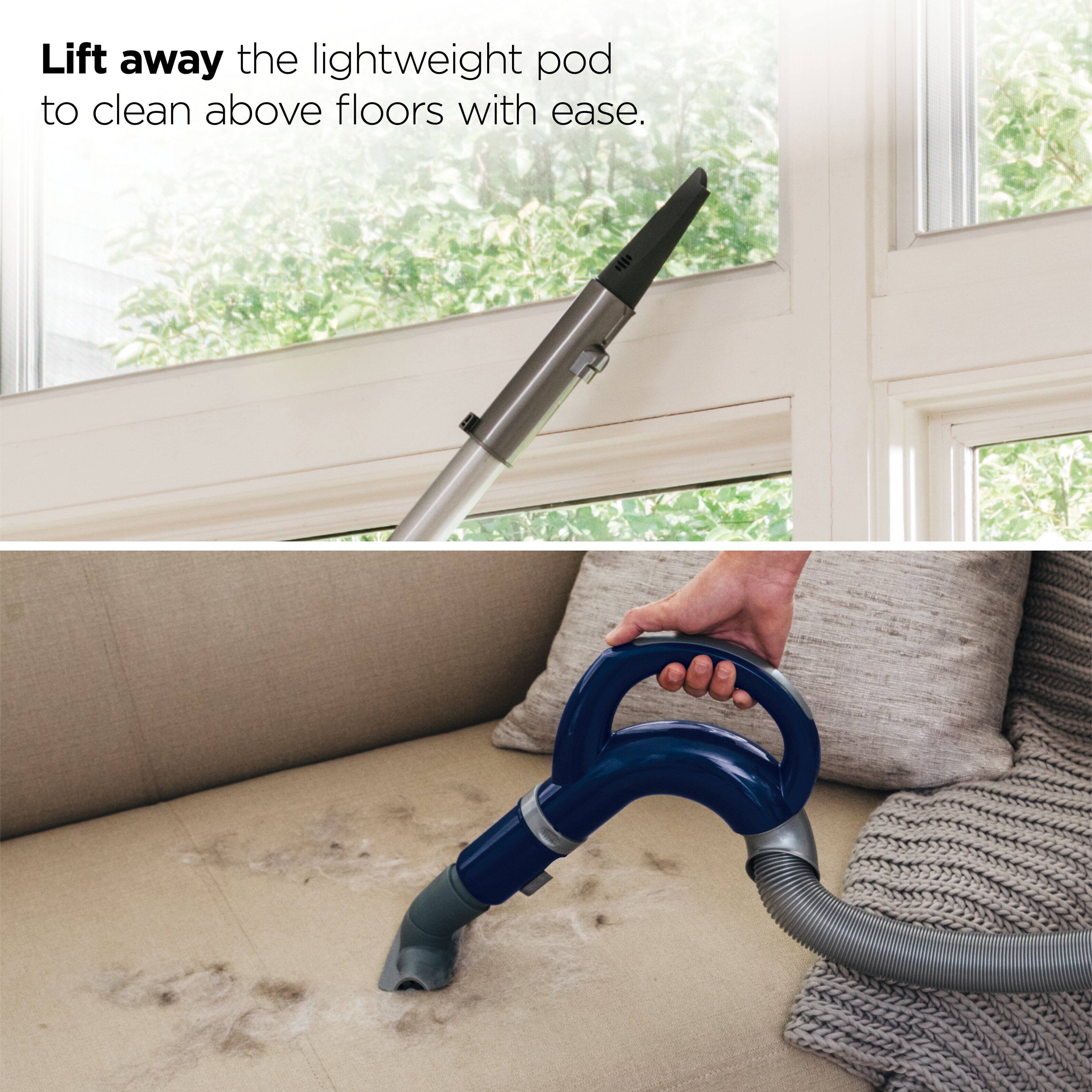 Lift away the lightweight pod to clean above floors with ease.
