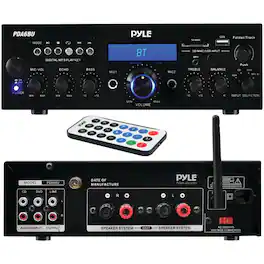 Pyle - 200-Watt Bluetooth Stereo Amp Receiver with USB & SD Card Readers - Black