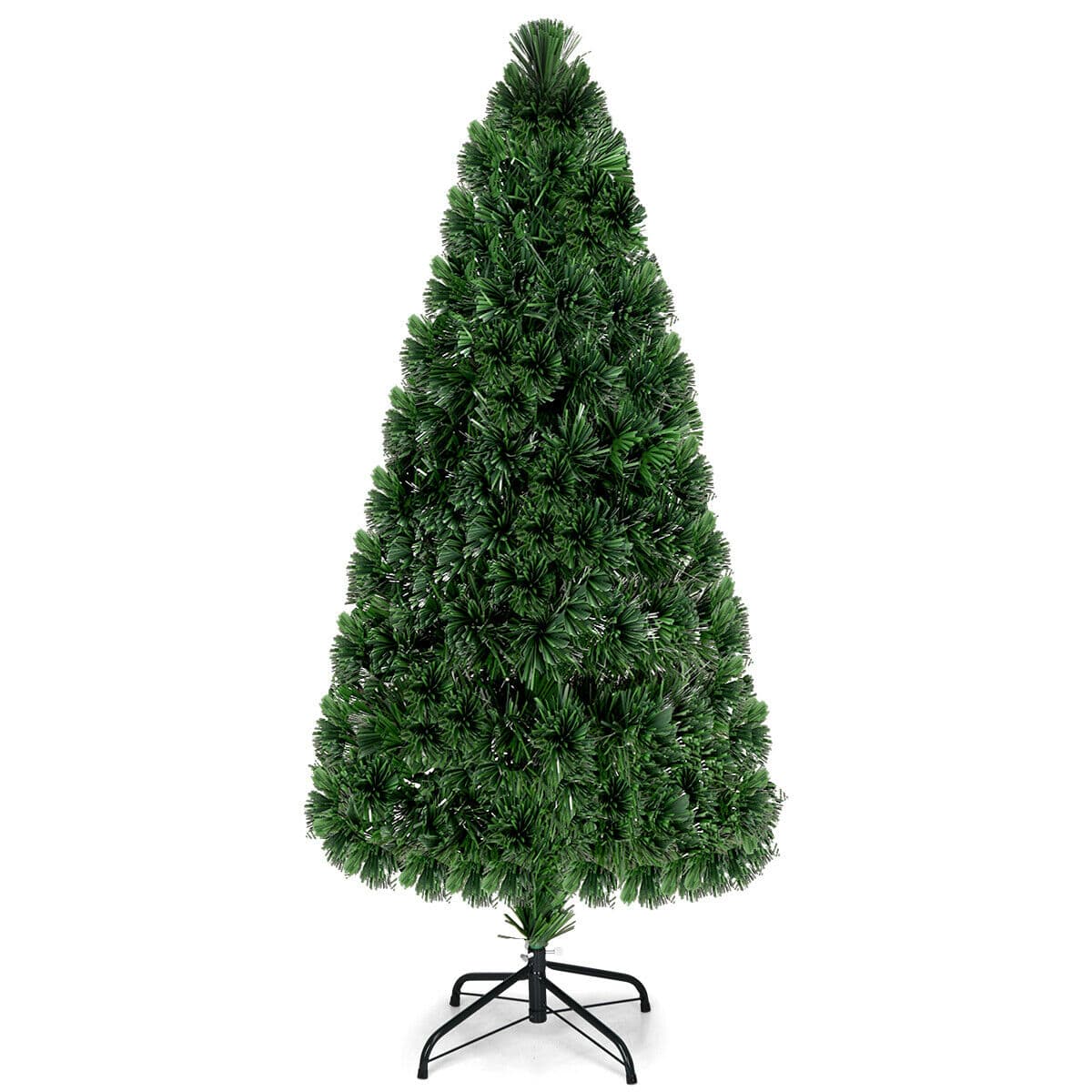 Alt View 19. Costway - 6Ft Pre-Lit Fiber Optic PVC Christmas Tree Metal Holiday - Green.