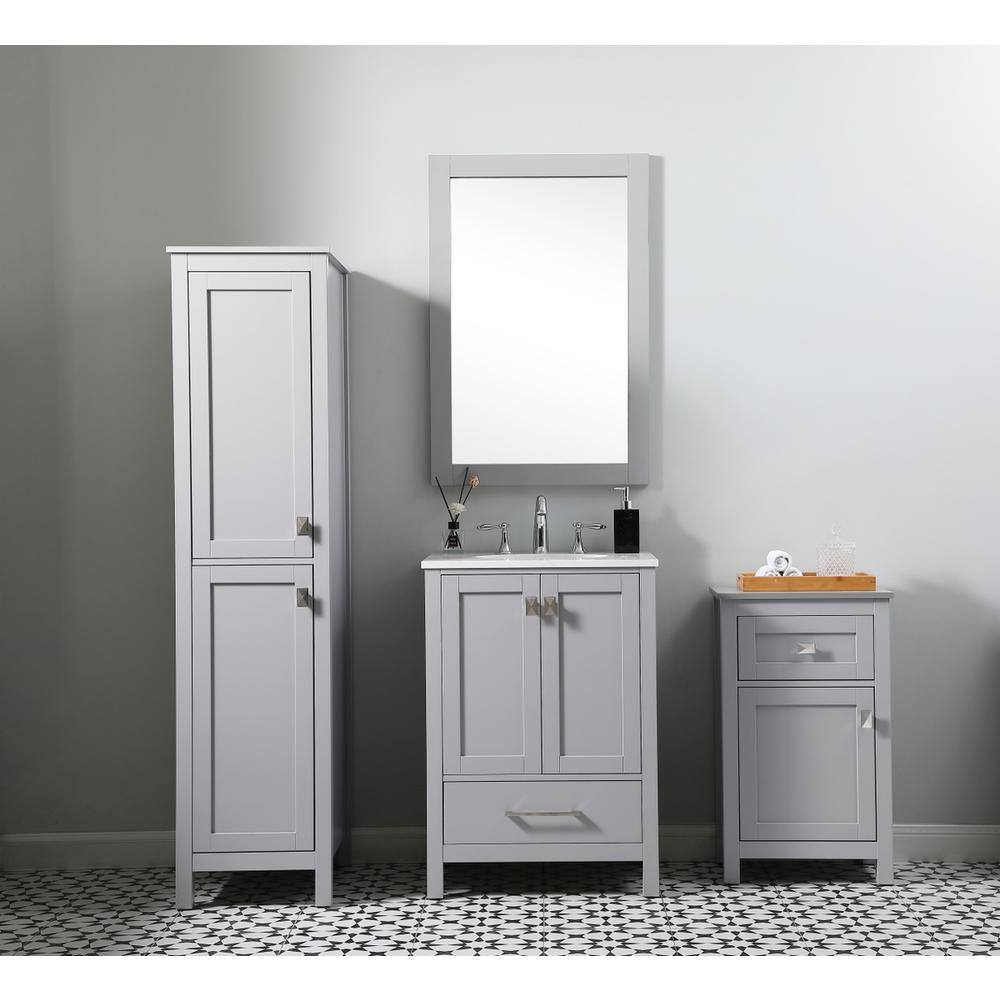 Alt View 7. Elegant Kitchen and Bath - 18 Inch Wide Bathroom Storage Freedstanding Cabinet In Grey - Grey.