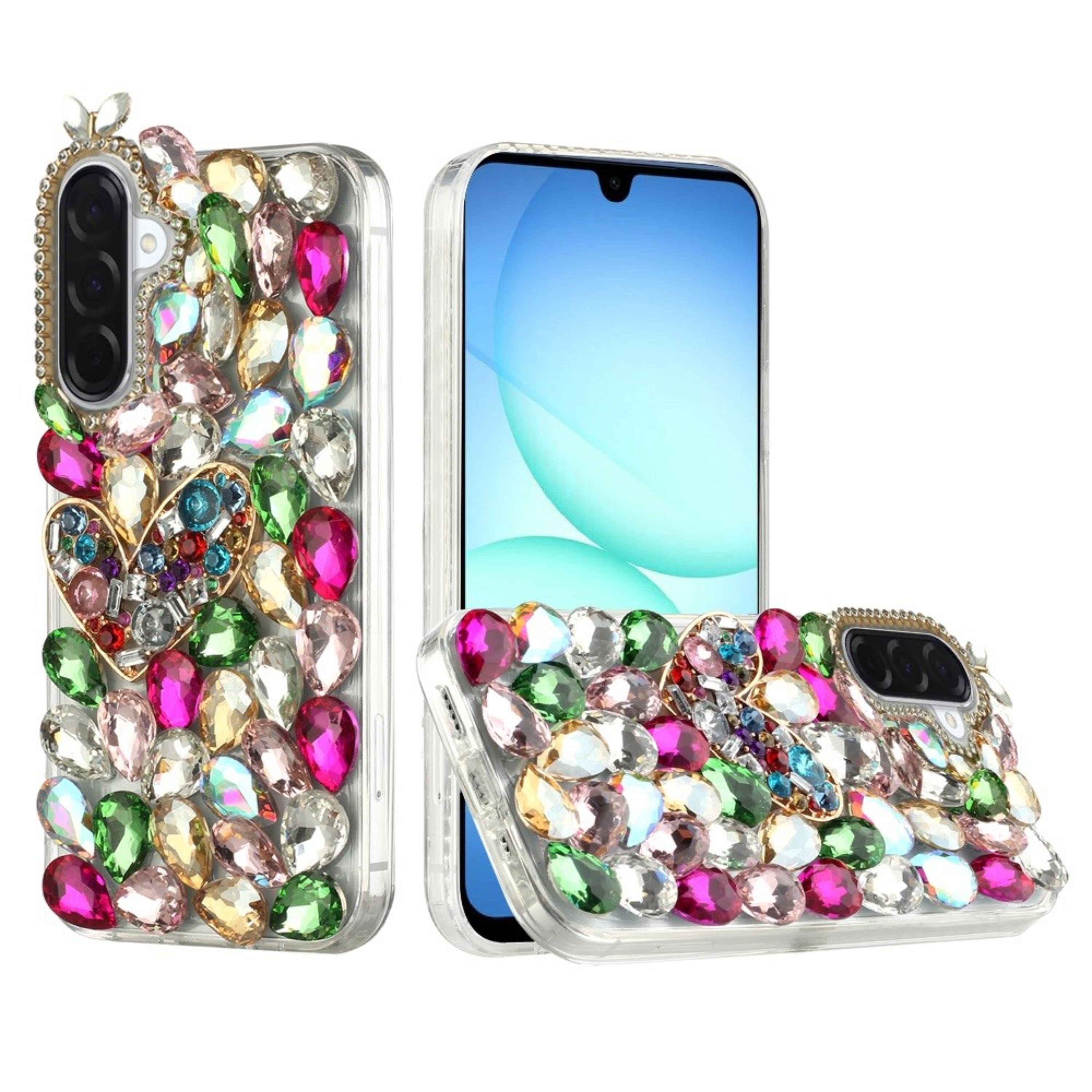 Kitcheniva - Full Diamond Bling 3D Jewel Ornaments Plus Tempered Glass For Samsung A17 5G Colorful Ornaments - Multicolor price history on PriceWatchPro
