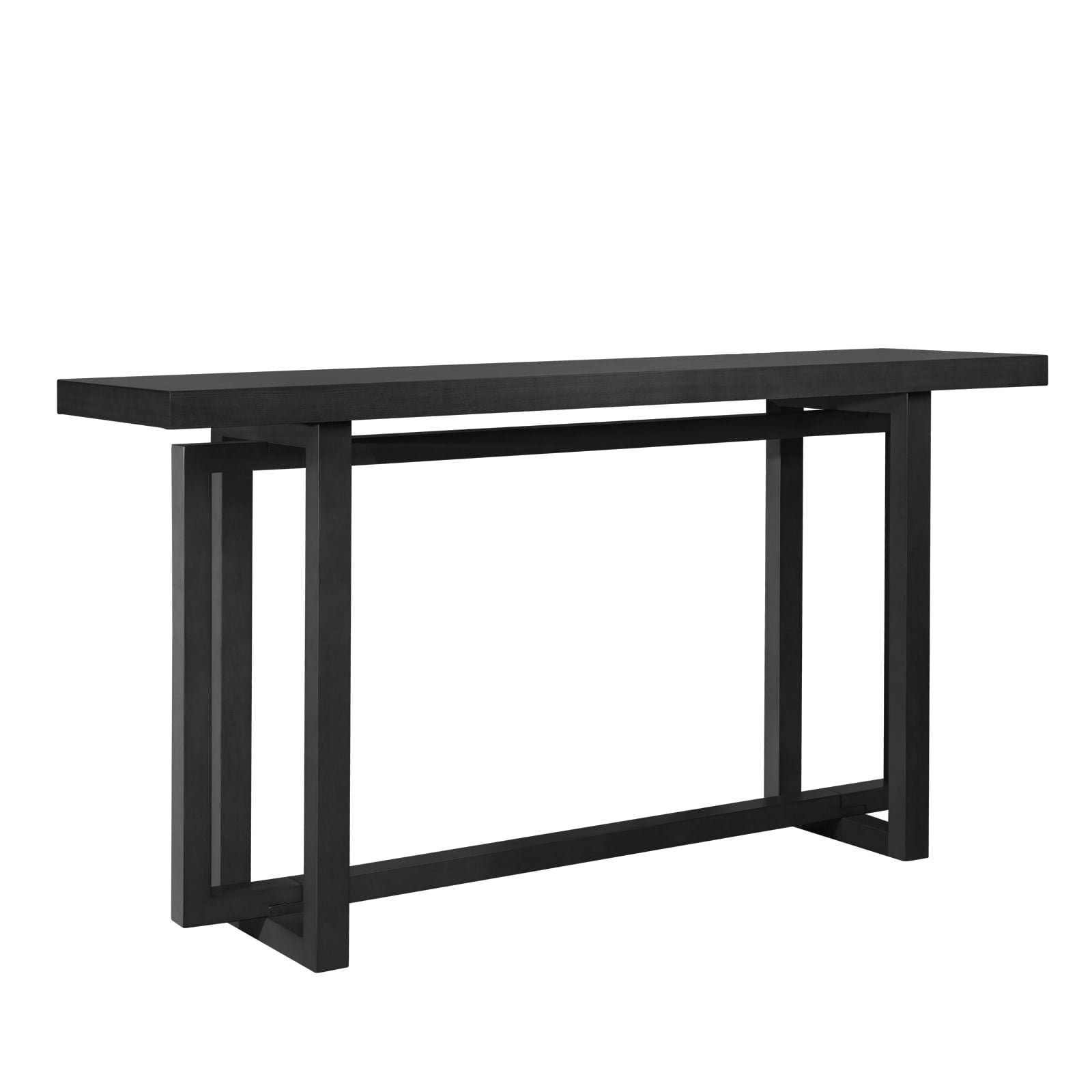Angle. Kadyn - 59" Narrow Console Table, MDF Entryway Sofa Table for Hallway, Living Room, Strong Metal Stand, Space-Saving Design - Black.