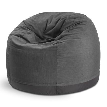 Front. Jaxx - Jaxx Palmetto Large Round Outdoor Bean Bag Club Chair - Charcoal Sunbrella - Charcoal.