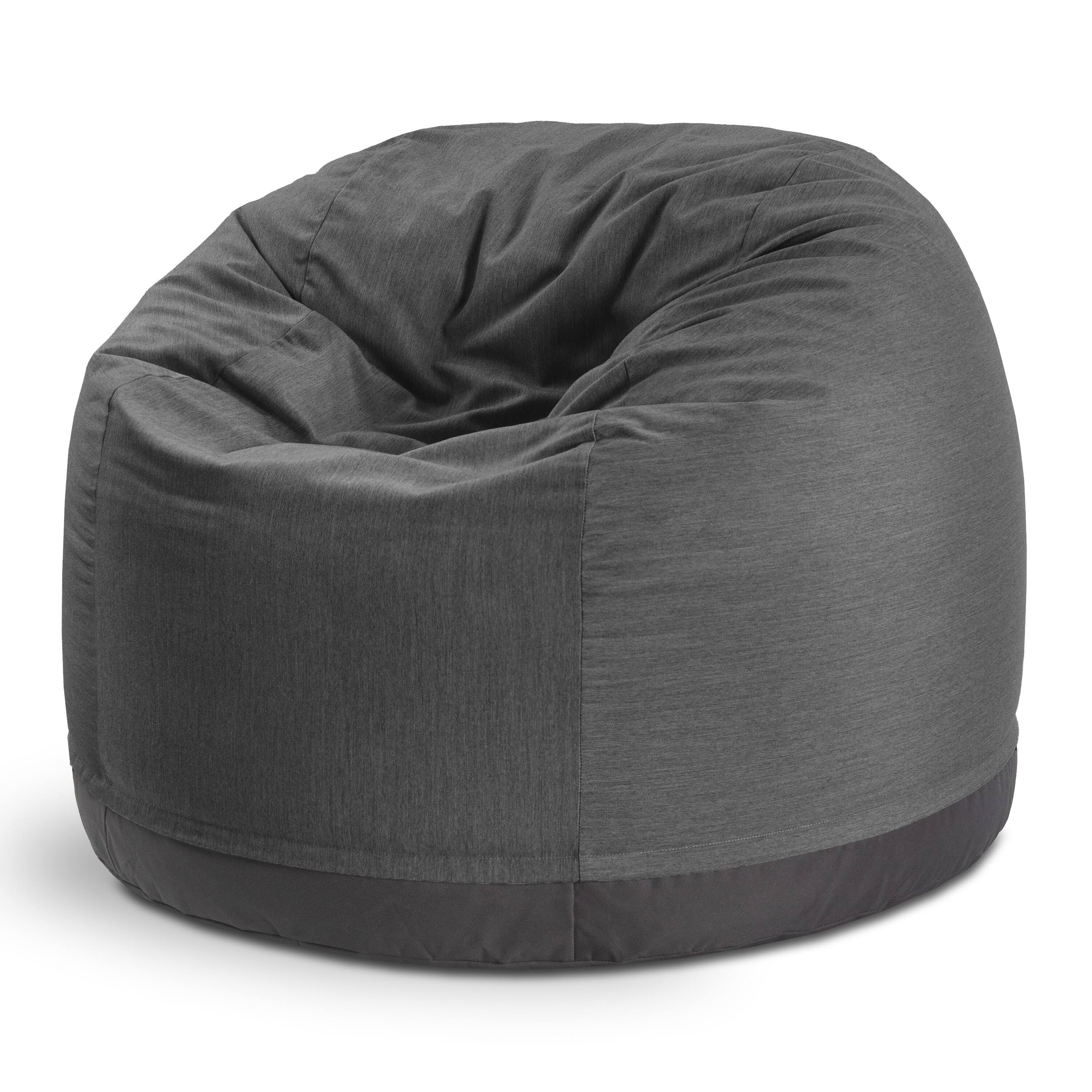 Front. Jaxx - Jaxx Palmetto Large Round Outdoor Bean Bag Club Chair - Charcoal Sunbrella - Charcoal.