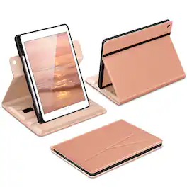 DTTO - Case for iPad 9th / 8th / 7th Generation 10.2-Inch – 360° Rotating Premium Leather Folio Stand Cover with Pencil Holder - Rose Gold