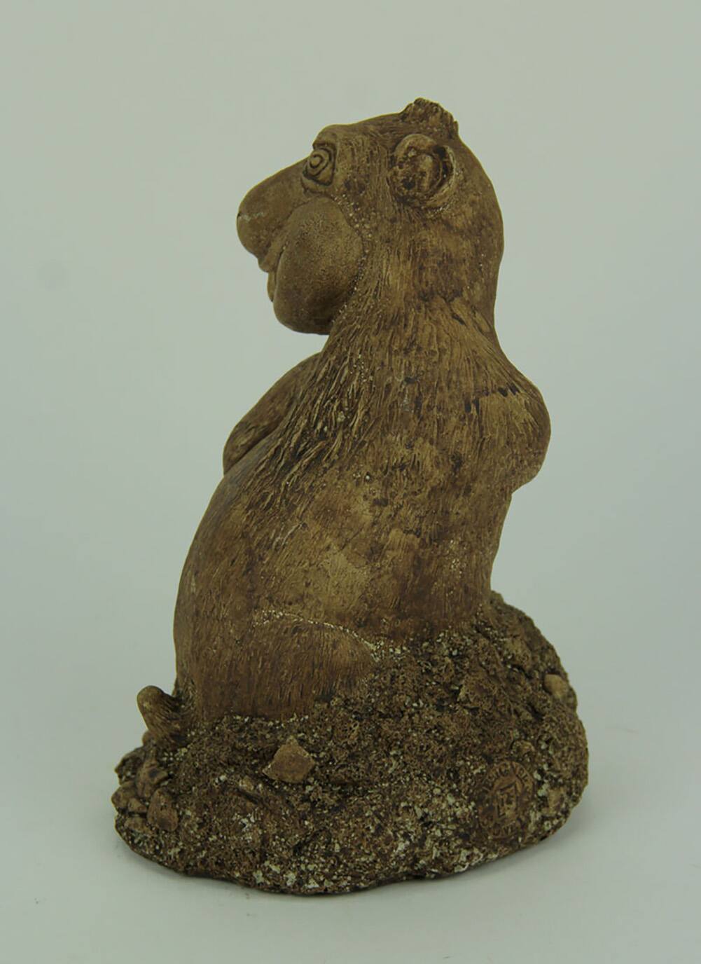 Alt View 2. Designer Stone - Digger the Digging Gopher Bird Finger Yard or Garden Statue - Brown.