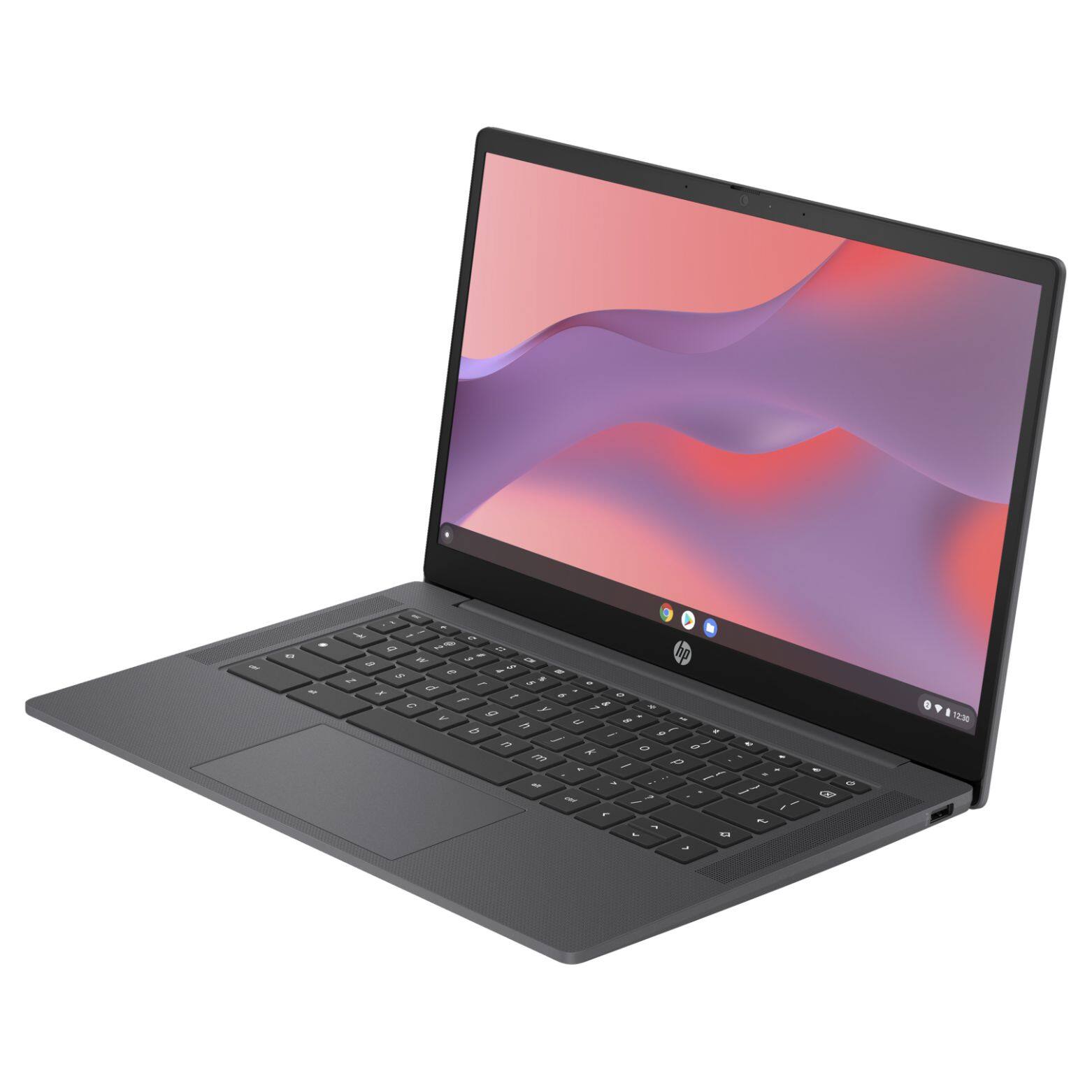 Alt View 1. HP - Chromebook 14a-nf0000nr 14" Intel Processor N100 0.8 GHz up to 3.4 GHz 4GB RAM 64GB eMMC ChromeOS - Gray.