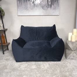 GOODSILO - Luxurious Velveteen Bean Bag Chair with Comfortable Armrests for Cozy Seating - Dark Blue