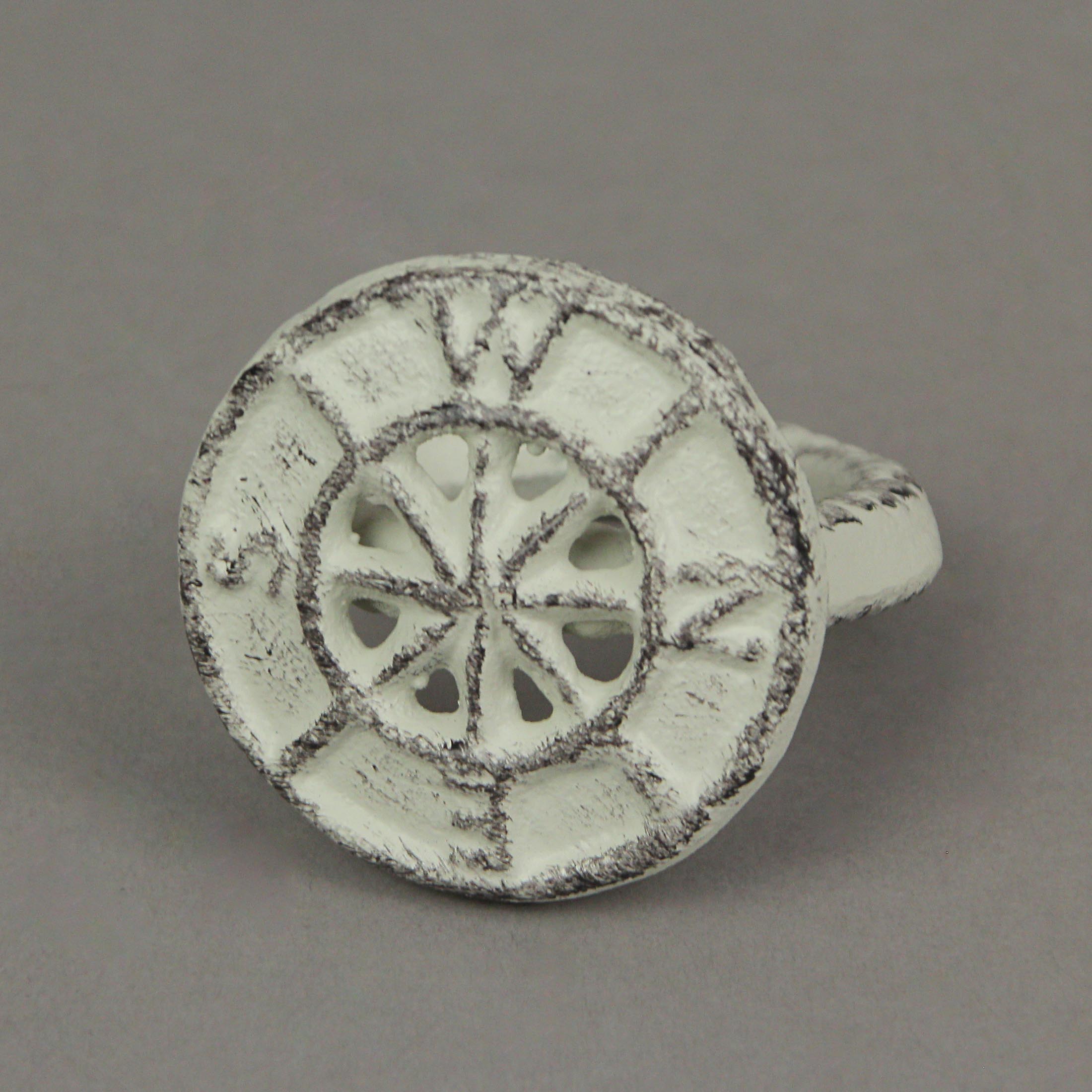 Alt View 1. Zeckos - Set of 6 White Cast Iron Compass Rose Napkin Rings Decorative Nautical Dining - White.