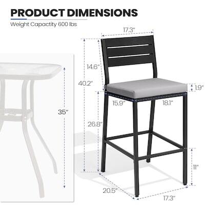 PRODUCT DIMENSIONS  
Weight Capacity 600 lbs  
17.3"  
14.6"  
40.2"  
1.9"  
35"  
15.9"  
18.1"  
26.8"  
11"  
20.5"  
17.3"