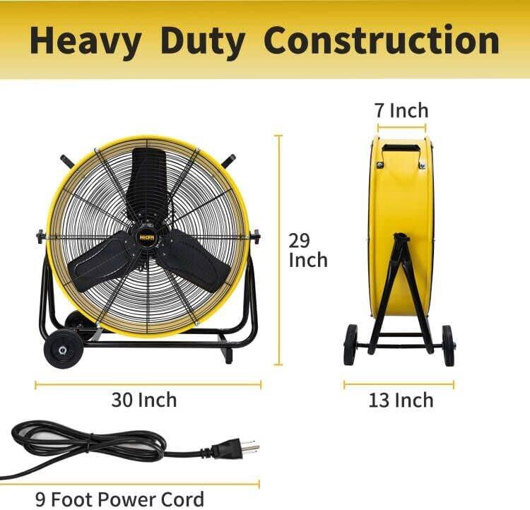 Heavy Duty Construction  
7 Inch  
29 Inch  
30 Inch  
13 Inch  
9 Foot Power Cord