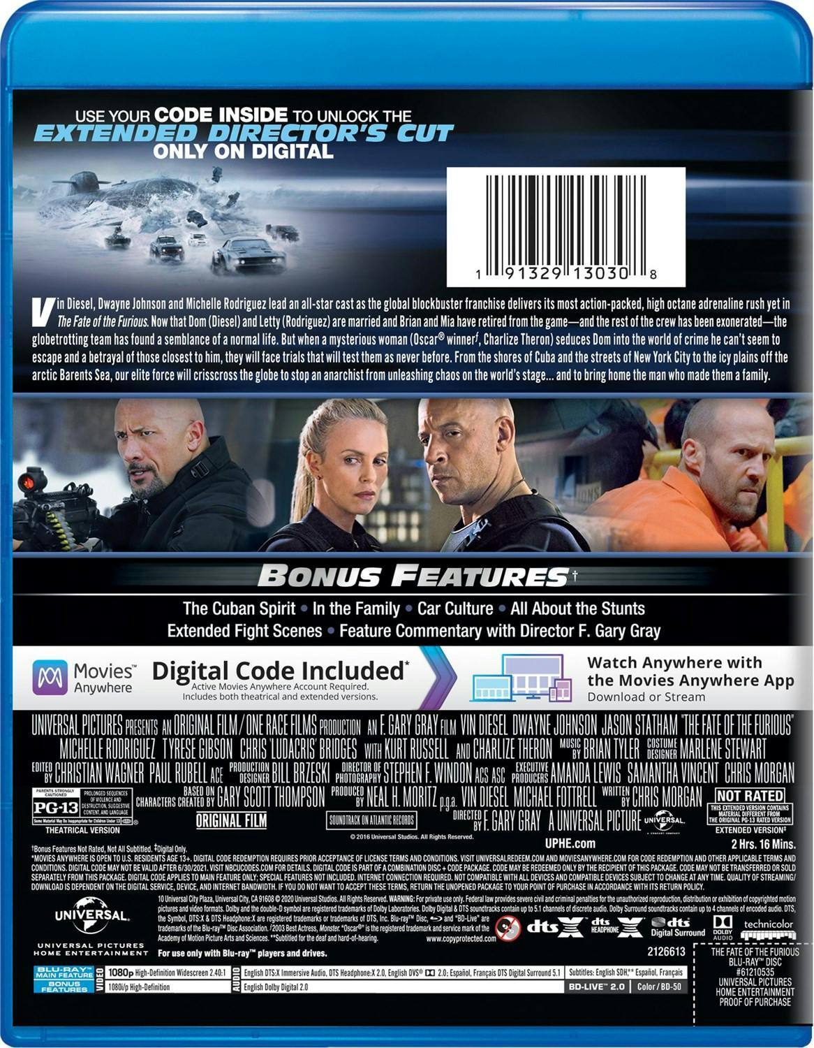 Back. Fast & Furious 8: The Fate of the Furious (Digital) [Blu-ray].