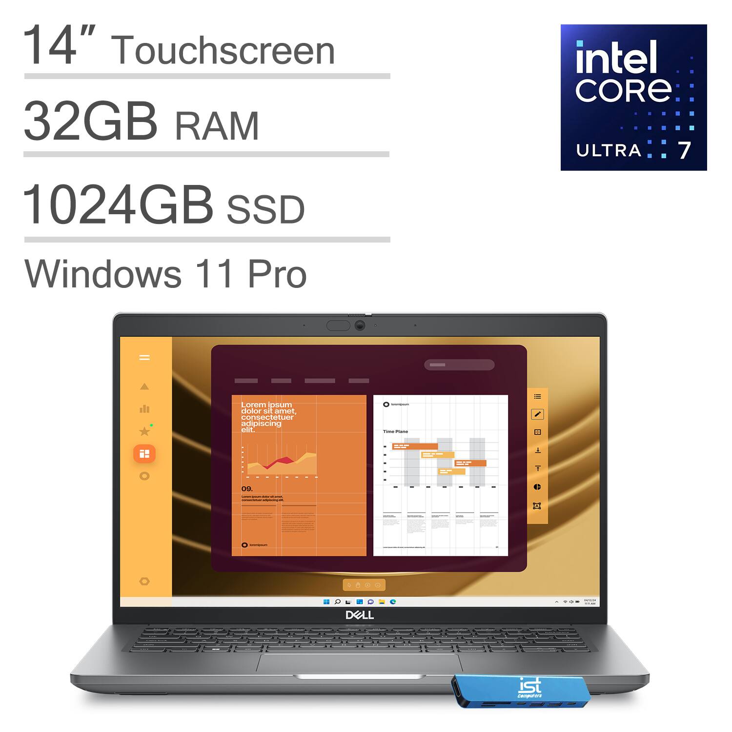 Dell - Latitude 5450 14" FHD Touch Screen Laptop - Intel Core Ultra 7 with 32GB Memory - 1TB SSD - Windows 11 Pro - Titan Gray