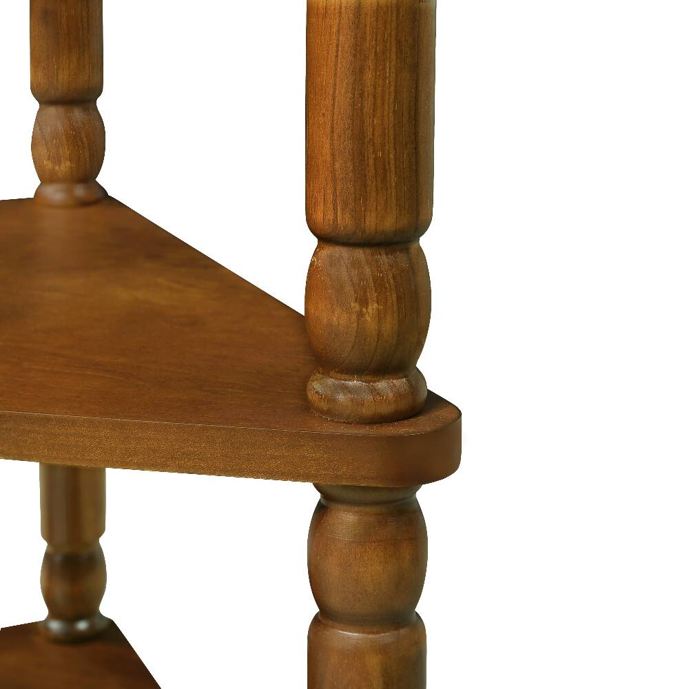 Alt View 6. Loheer - Loheer Triangle Corner Table Wood Corner Side Table for Small Spaces 3 Tier End Table with Solid Wood Legs Brown - Brown.