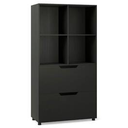 Kadyn - 4-Cube 51" 5-Tier Freestanding Bookshelf with 2 Drawers - Black