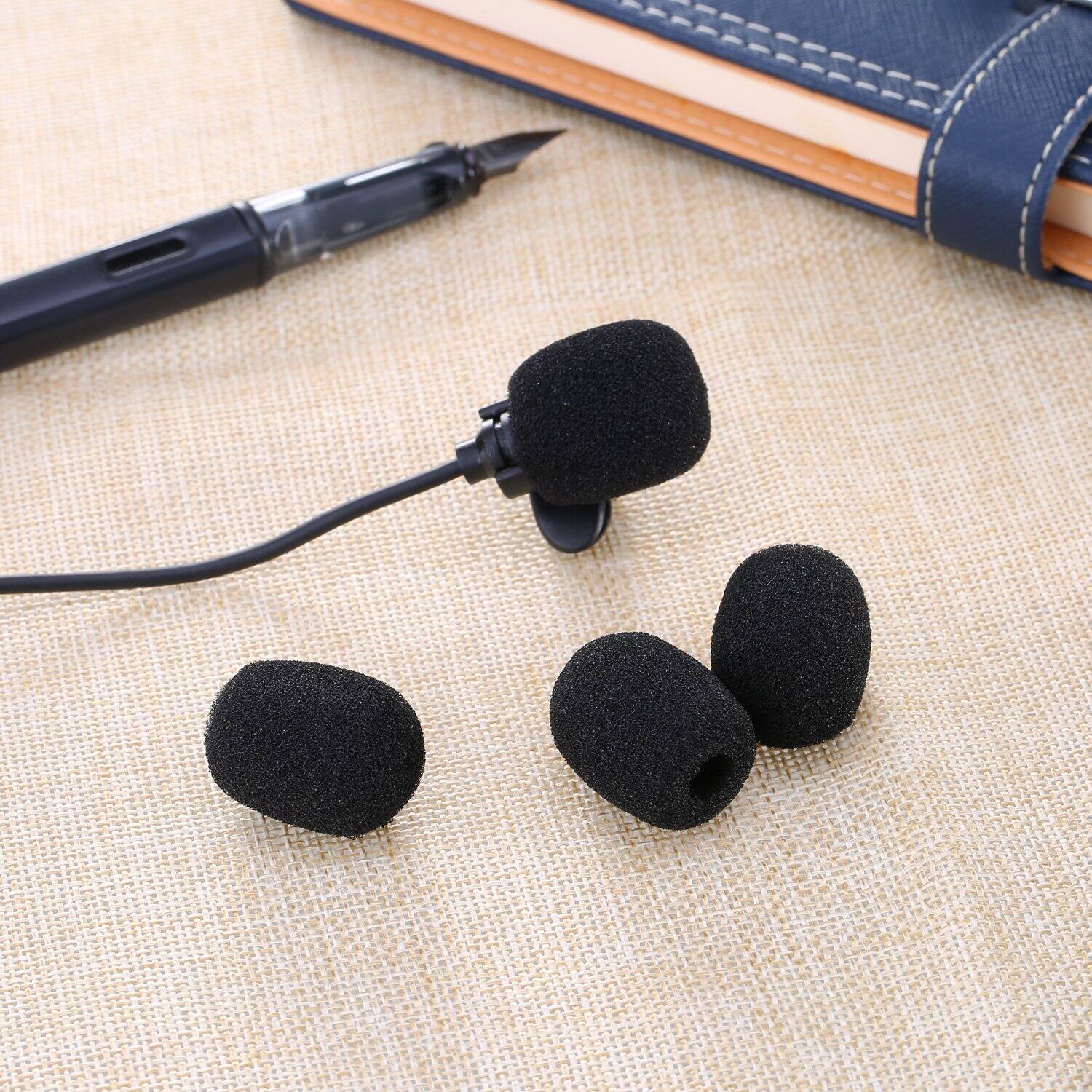 Left. Fabibe - 5 Pack Mini-size Lapel Headset Microphone Windscreen Black. Microphone windscreens fit small lapel and headset - Default.