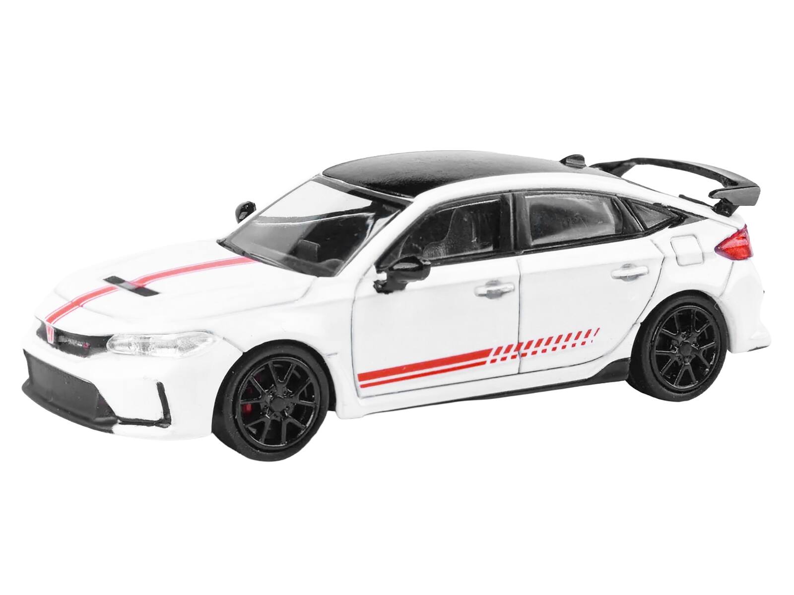 Alt View 1. Paragon - 2025 Honda Civic Type R FL5 "Ultimate Edition" White with Red Stripes and Black Top 1/64 Model Car by Paragon Models.