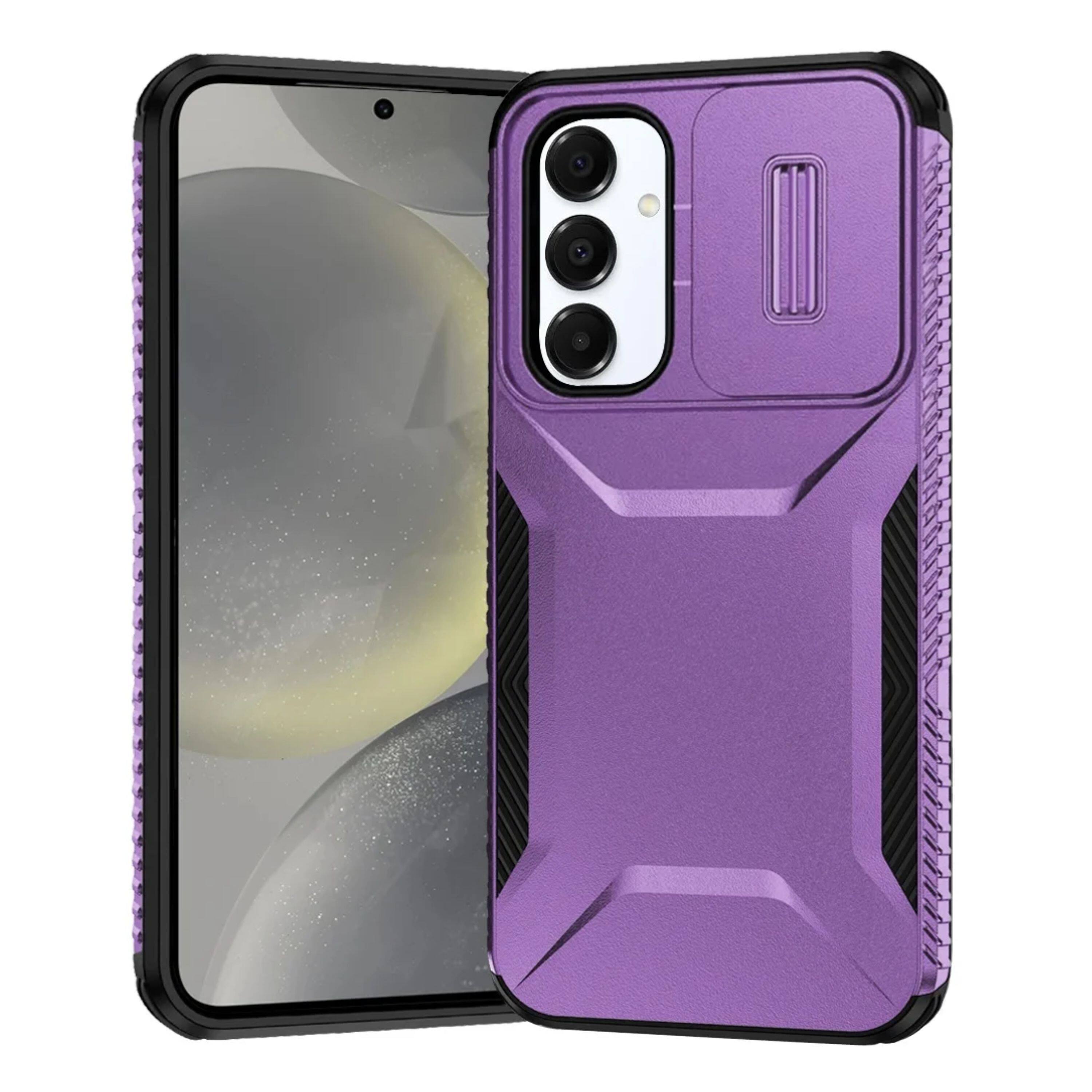 Kitcheniva - Rugged Side Grip Sliding Rear Lens Phone Case With Tempered Glass For Samsung S25/S24 - Purple price history on PriceWatchPro
