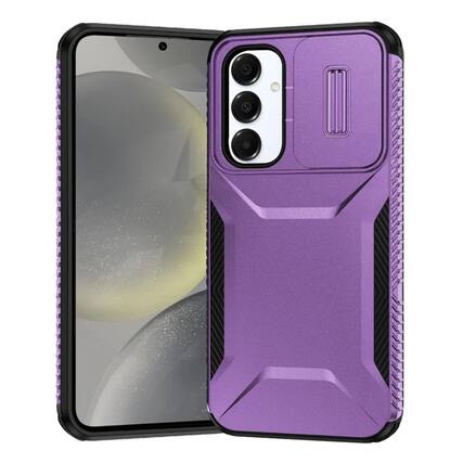 Front. Kitcheniva - Rugged Side Grip Sliding Rear Lens Phone Case With Tempered Glass For Samsung S25/S24 Purple - Purple.