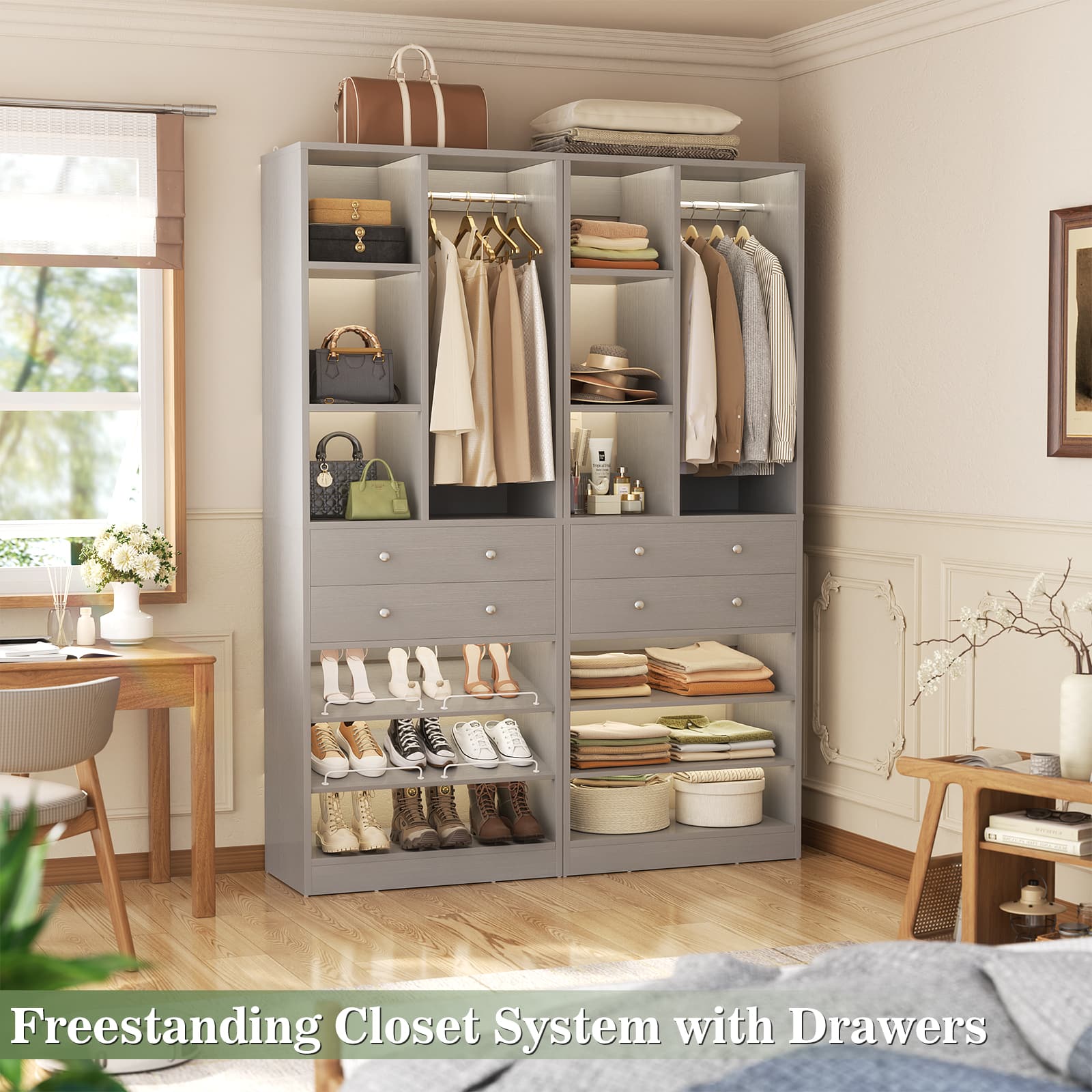 Aheaplus 2.3 FT (28”) Closet Organizer Tower with Drawers